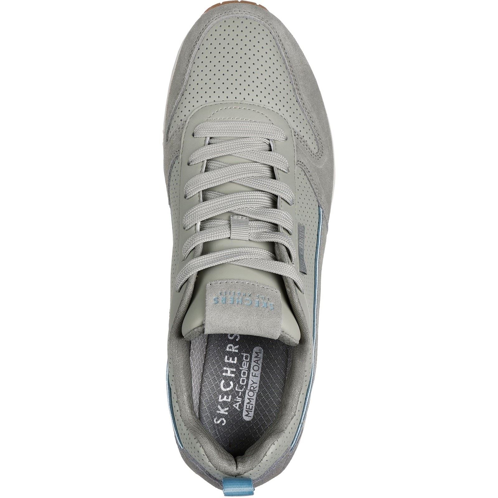 Skechers Uno Stacre 2.0 Chaussures De Sport Pour Homme En Cuir Vert Sauge