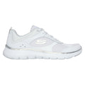Skechers Flex Appeal 5.0 Fresh Touch Baskets En Cuir Blanc/Argent Pour Femmes