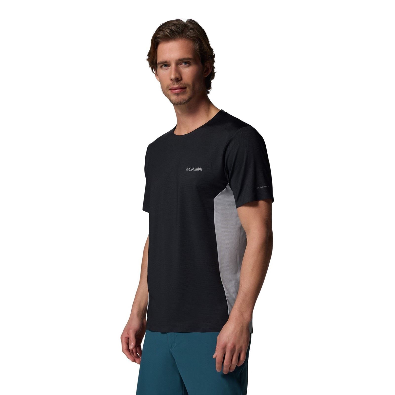 Columbia Three Pitch SS Crew T-Shirts De Sport Actifs Pour Hommes En Polyester Noir