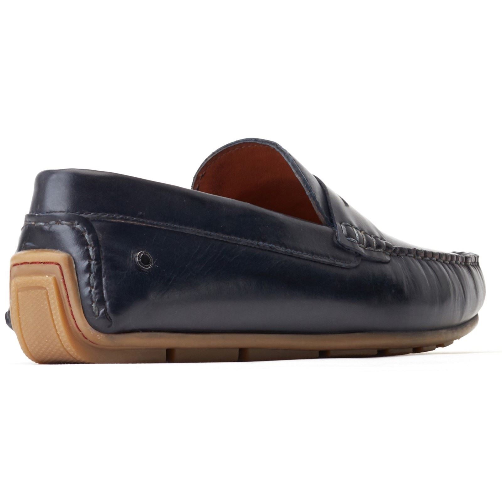 Base London Collins Mocassins En Cuir Pour Hommes Bleu Marine
