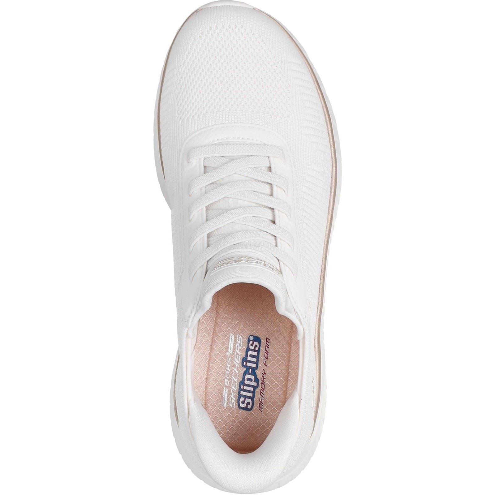 Skechers BOBS Sport Squad Chaos Baskets Blanches/Or En Textile Pour Femmes
