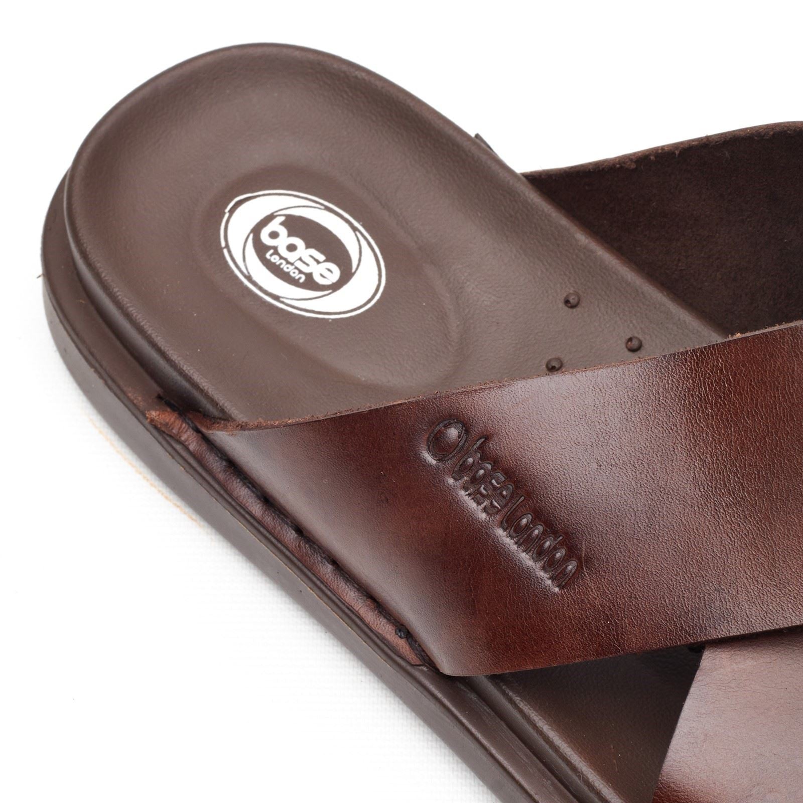 Base London Drift Sandales En Cuir Marron Pour Hommes
