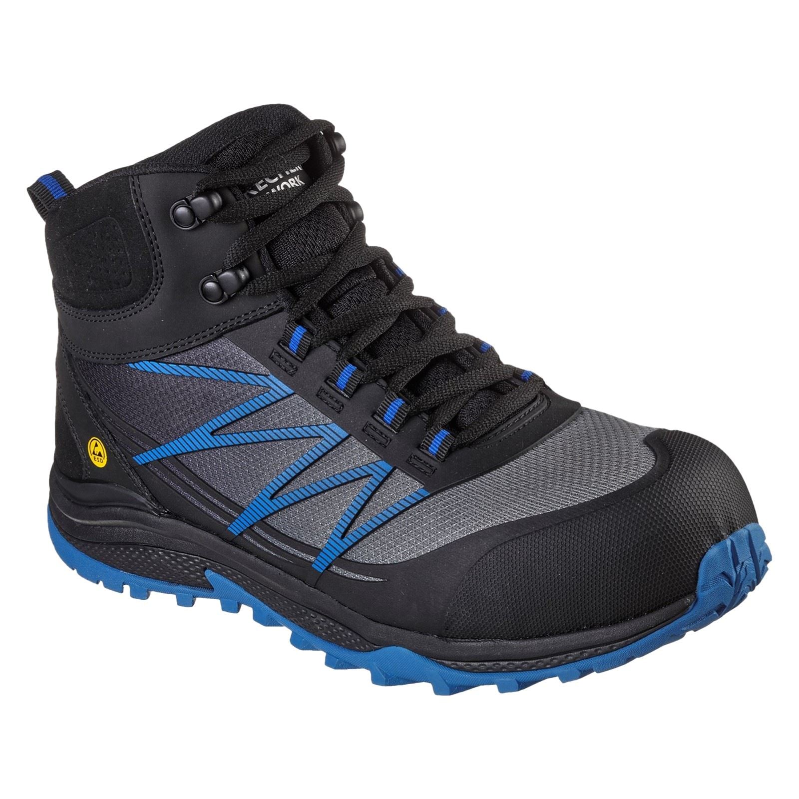 Skechers Workwear Puxal Firmle Bottes De Sécurité En Cuir Pour Hommes Noires/Bleues
