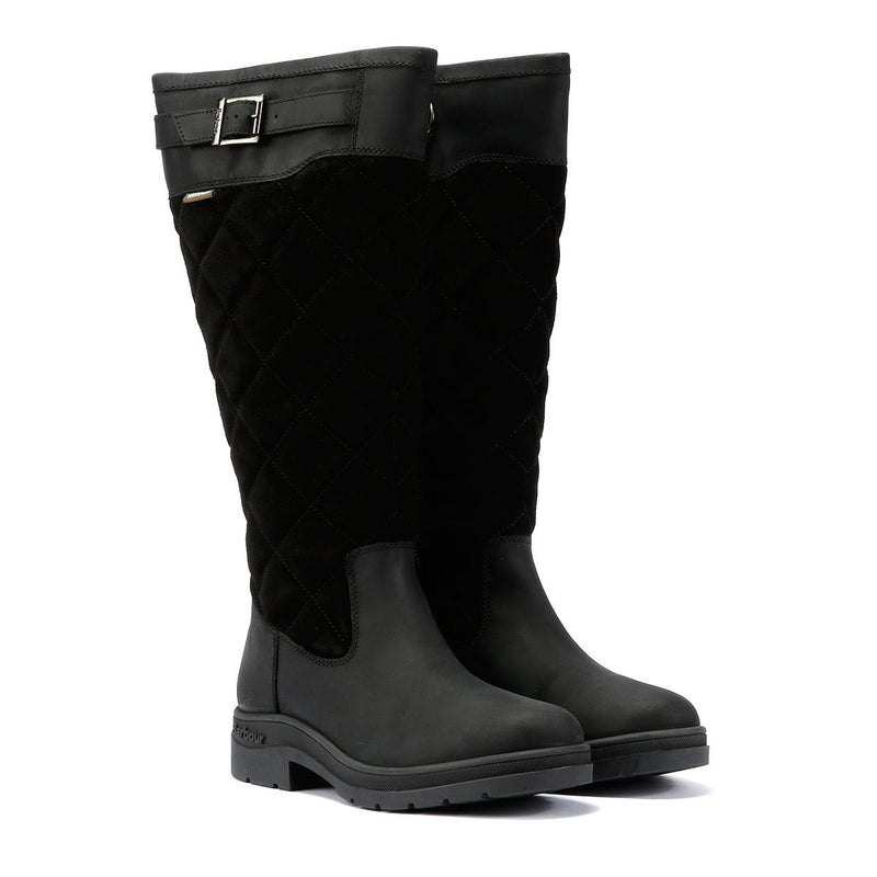 Barbour Oak Tall Bottes En Daim Noir Pour Femmes