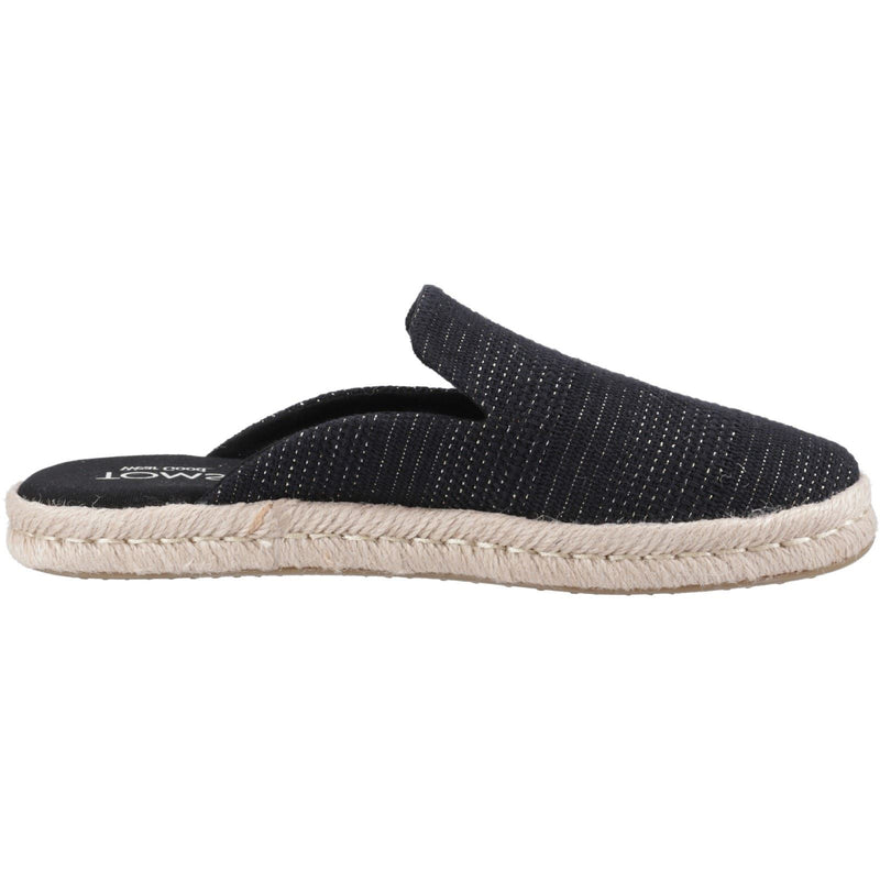 TOMS Santiago Mule Chaussons Métalliques Noirs Pour Femmes En Textile