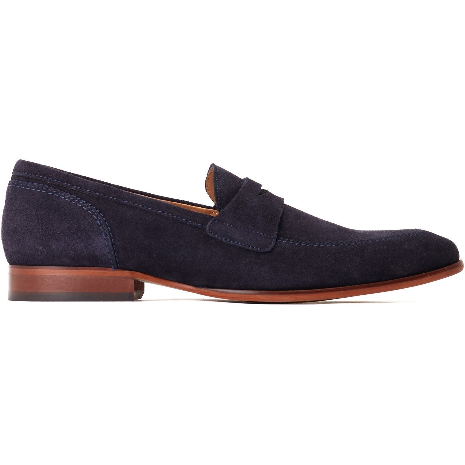 Base London Bruno Chaussures Bateau En Cuir Pour Homme, Bleu Marine