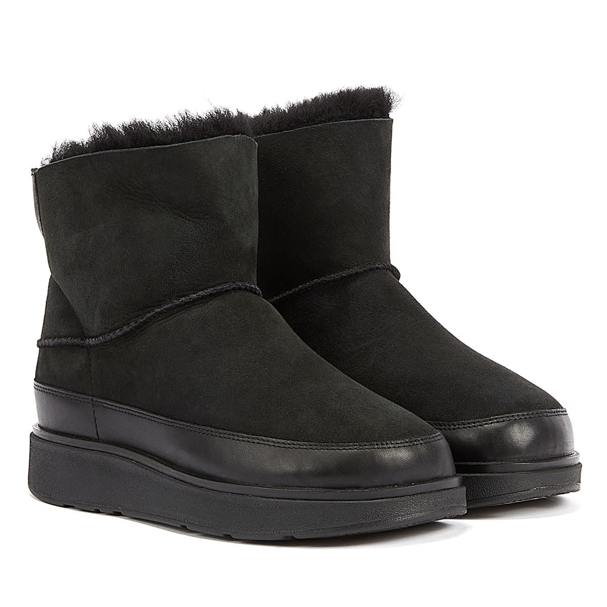 FitFlop Bottes Noires En Peau De Mouton Retournée Pour Femme