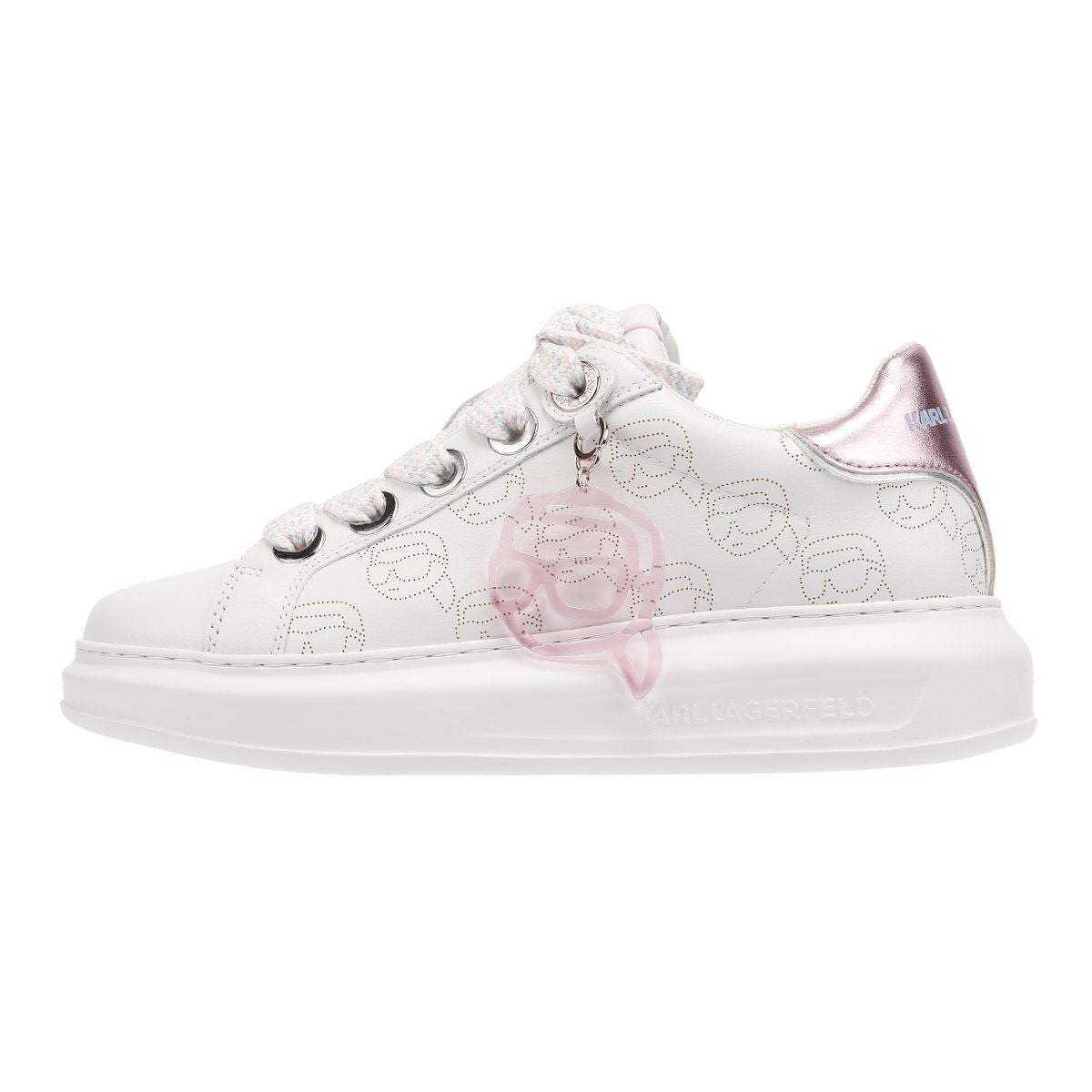 Karl Lagerfeld Kapri NFT Plexi Pendant Baskets Blanches En Cuir Pour Femmes