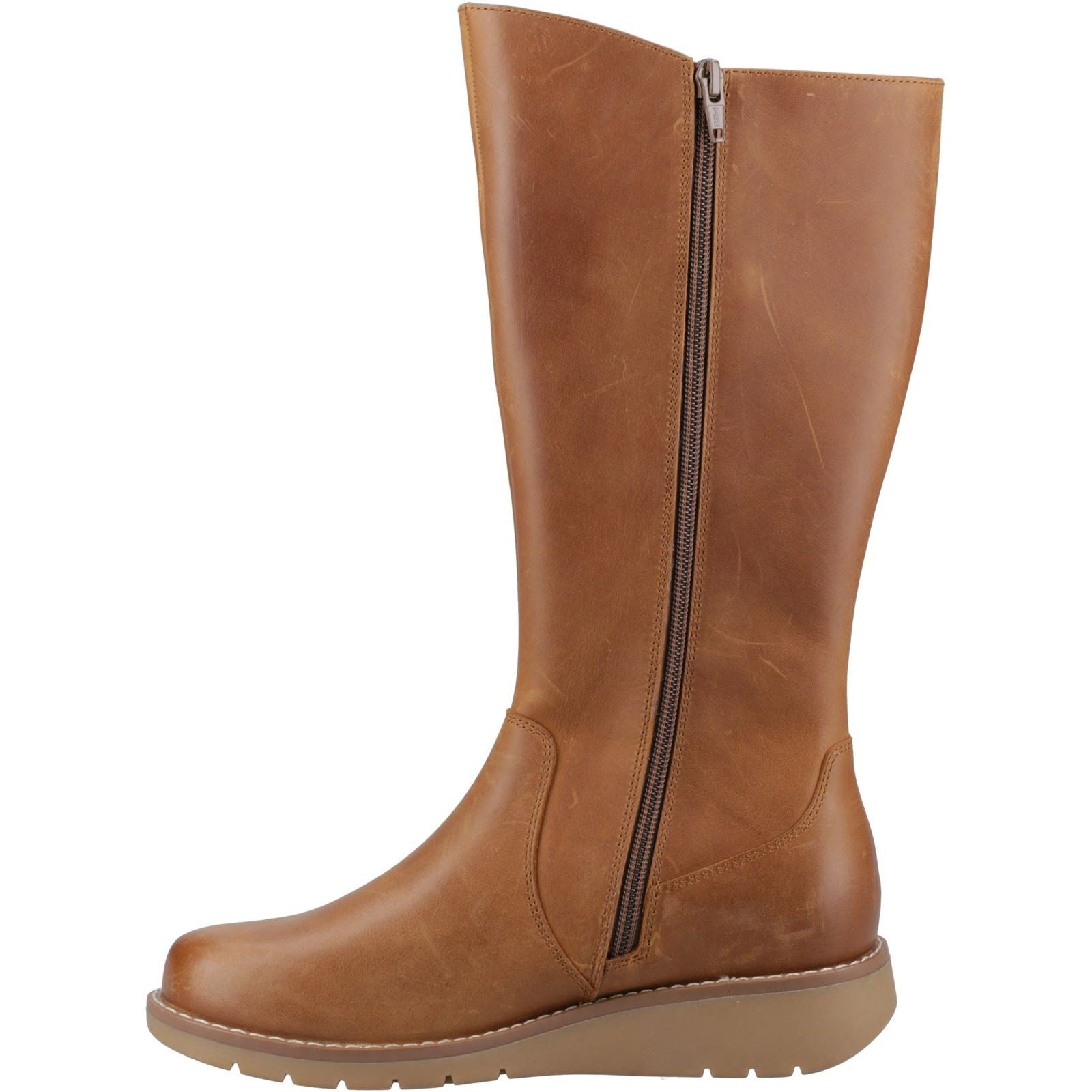 Hush Puppies Luna Bottes En Cuir Pour Femmes Couleur Tan