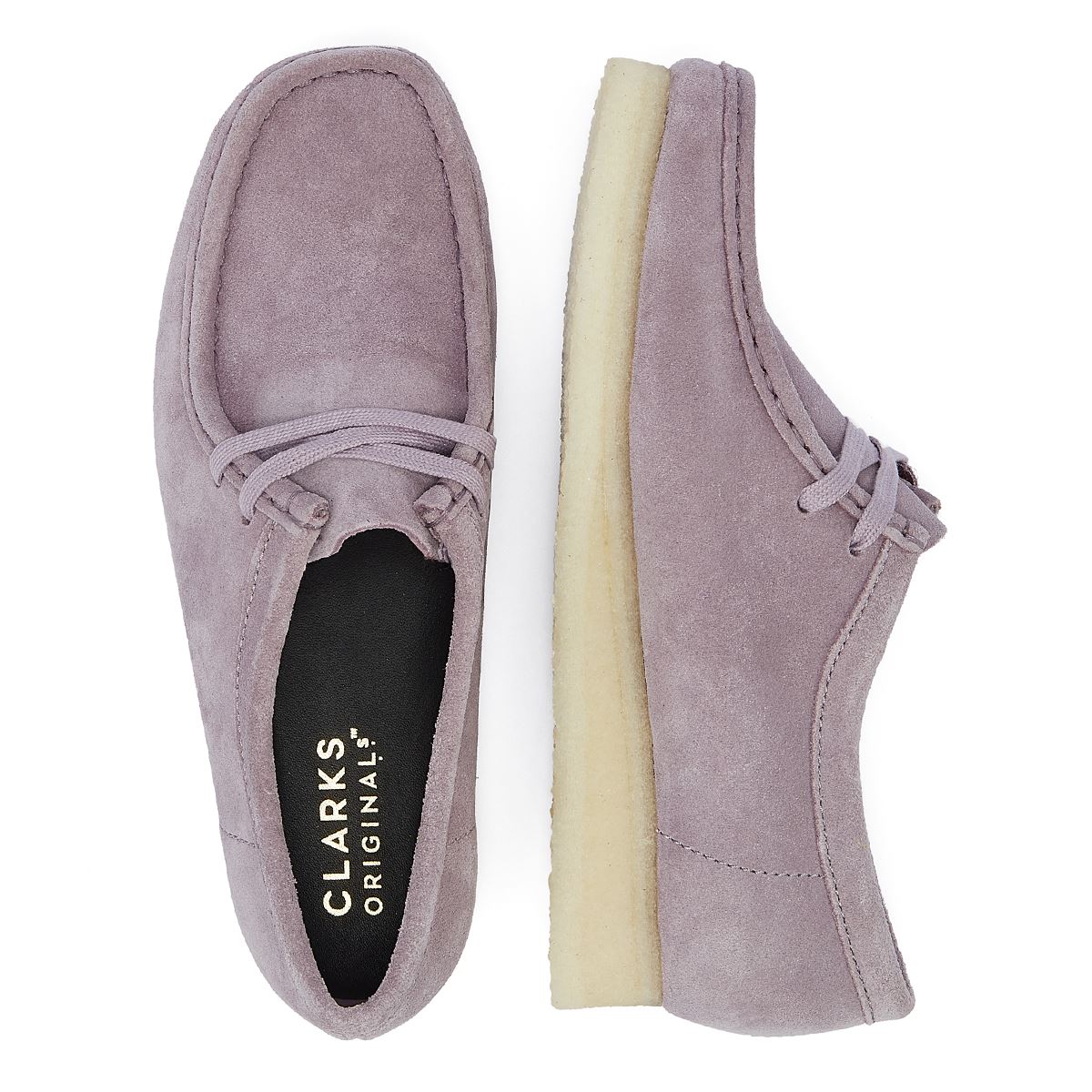 Clarks Chaussures De Confort Femme Wallabee En Daim Mauve