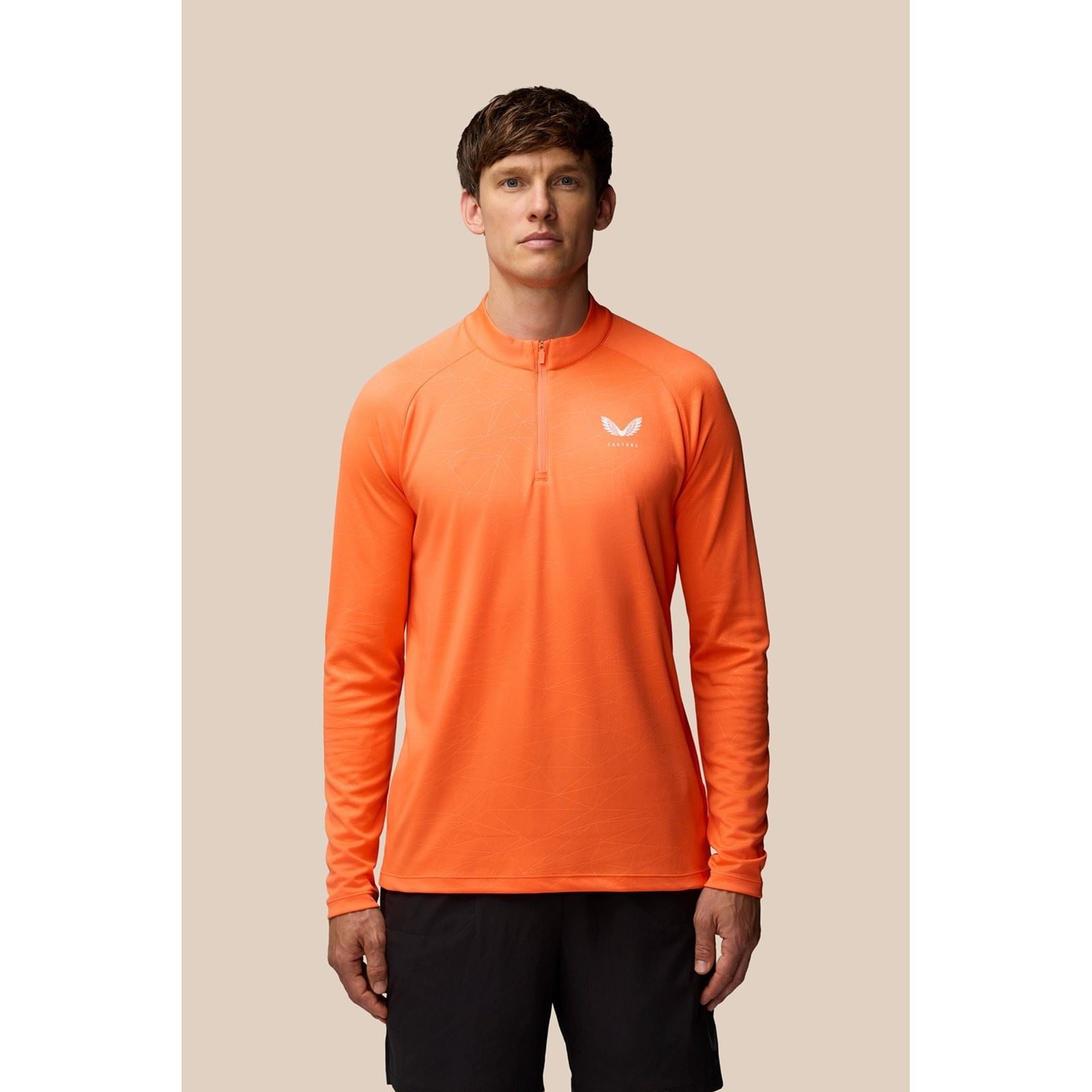 Castore Adapt Training 1/4 Zip Top T-Shirts De Sport Pour Hommes En Polyester Orange