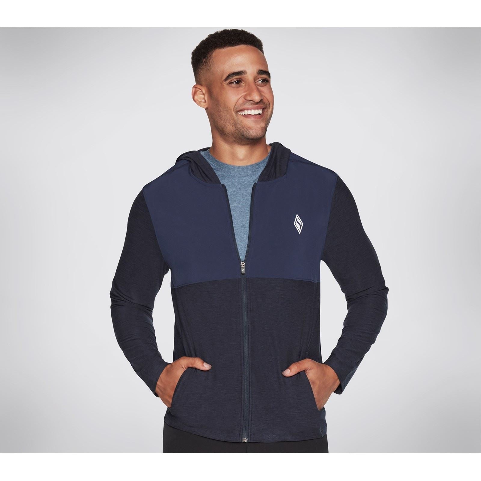 Skechers Performance Skech Knits Ultra Go Lite Full Sweat À Capuche Bleu En Polyester Pour Homme
