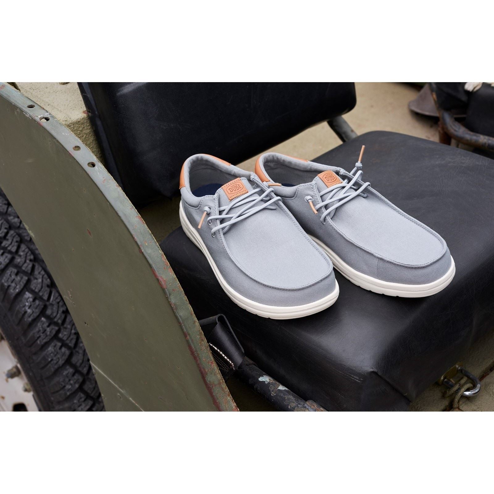 HEYDUDE Paul Canvas Chaussures Mocassins Pour Hommes En Coton Gris Monument