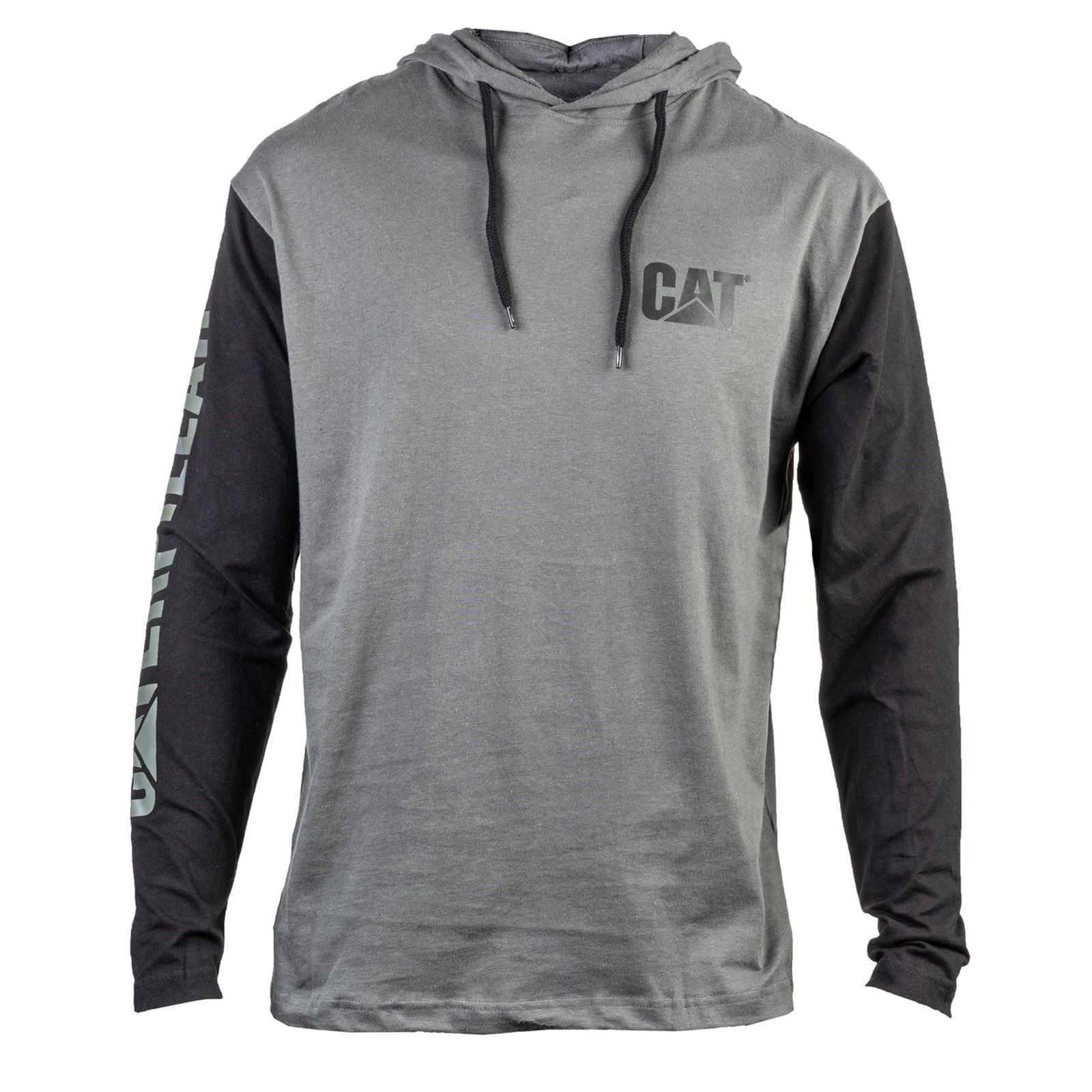 Caterpillar Hooded Long Sleeve T-Shirt Gris En Coton Pour Homme