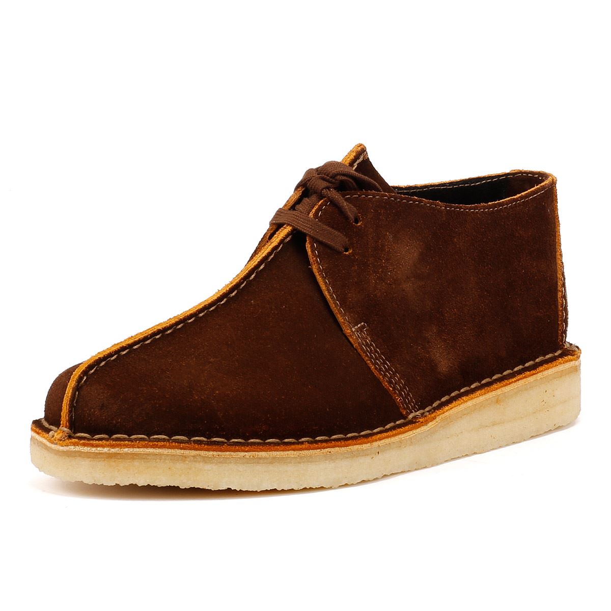 Clarks Originals Desert Trek Chaussures Homme En Daim Marron À Lacets