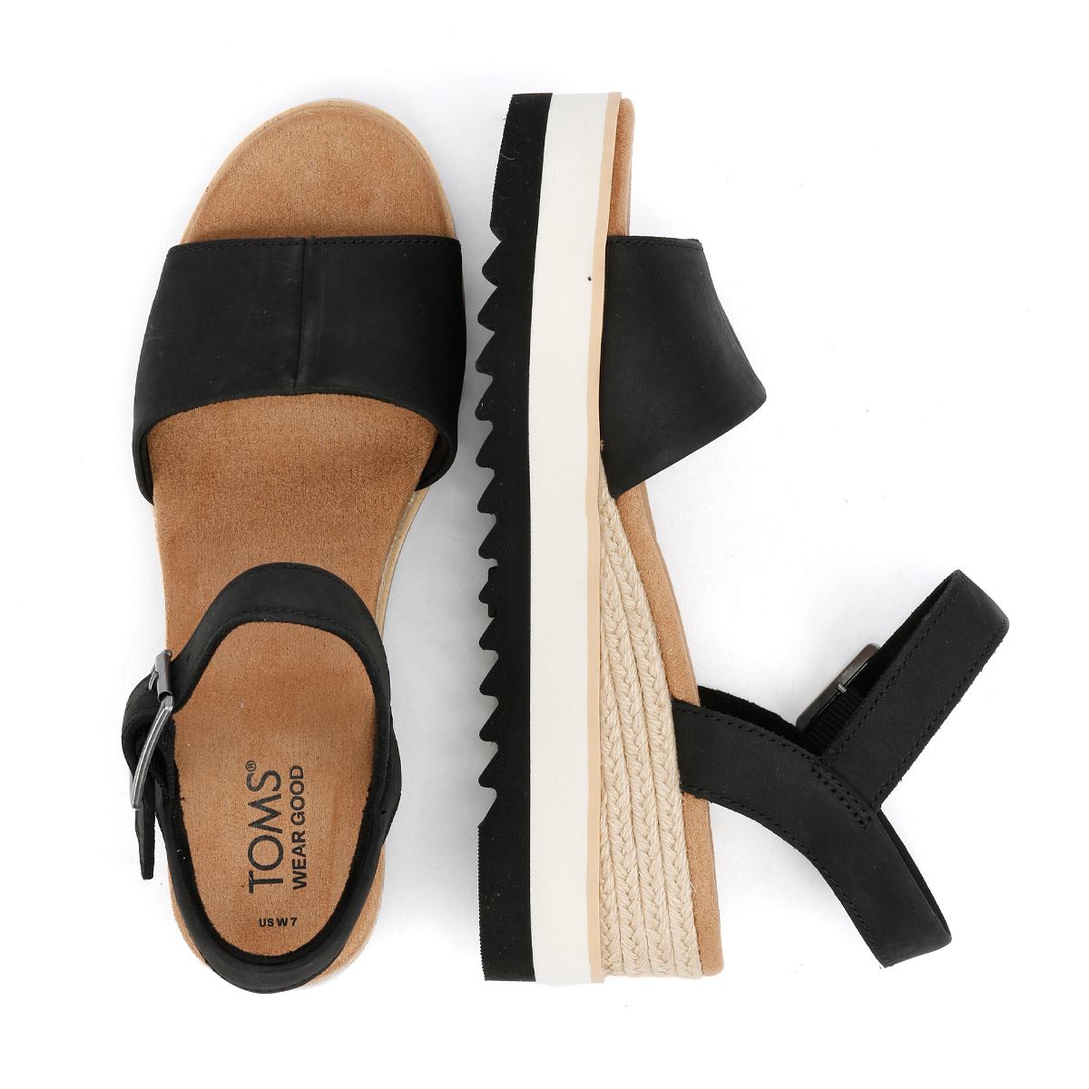 TOMS Diana Escarpins Compensés Noirs Pour Femmes En Cuir