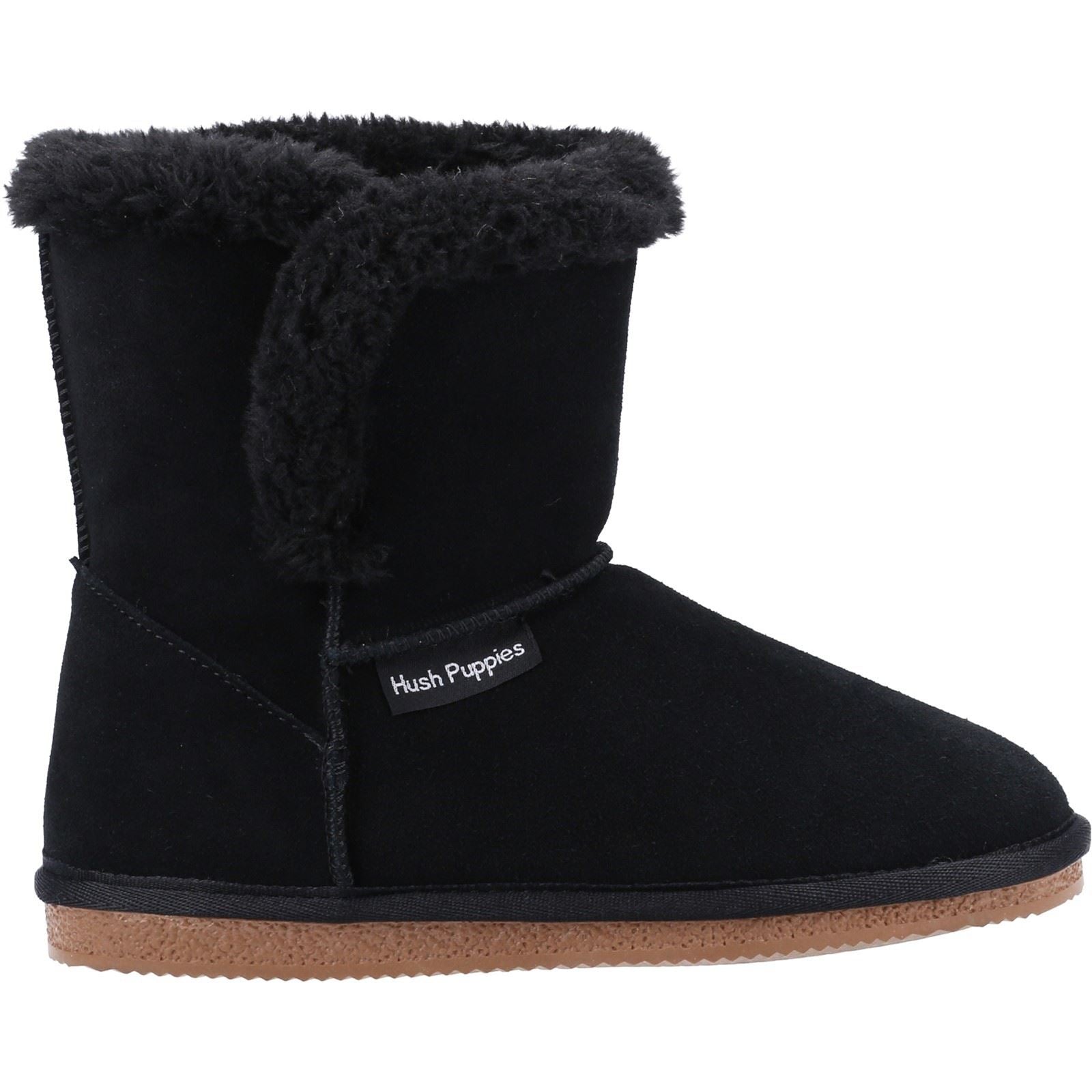 Hush Puppies Ashleigh Chaussons Noirs En Fausse Fourrure Pour Femme