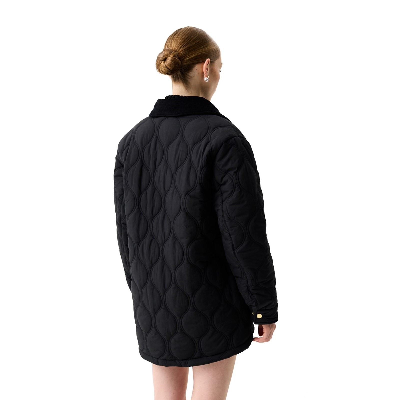 Hunter Witton Quilted Shacket Veste Matelassée Noire Pour Femmes