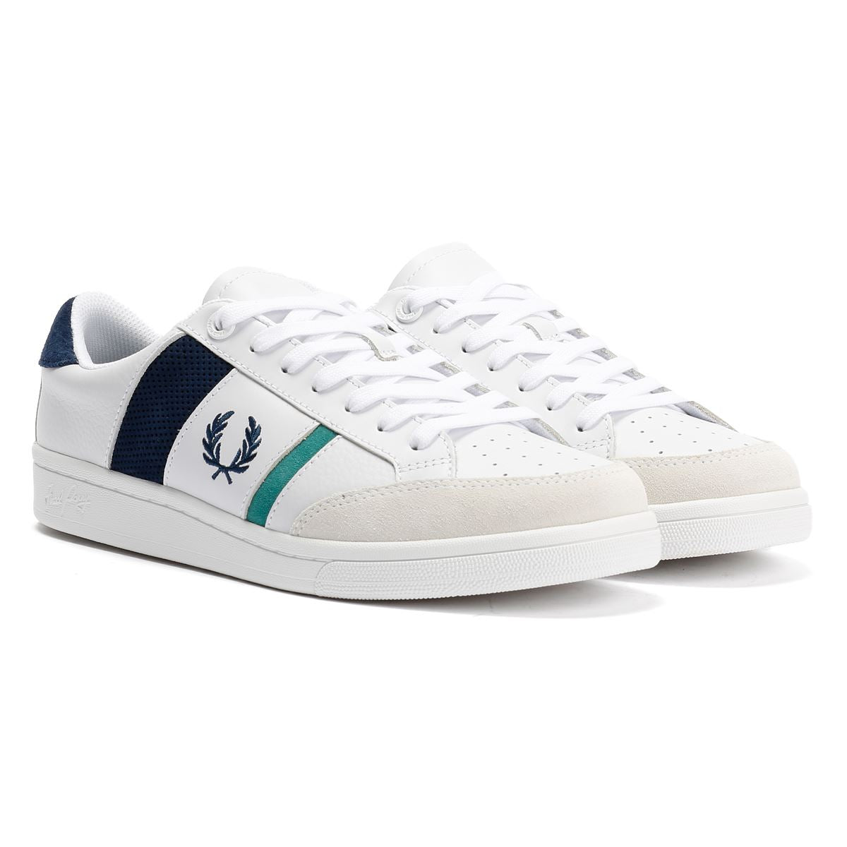 Fred Perry B725 Baskets Blanches En Cuir Pour Hommes