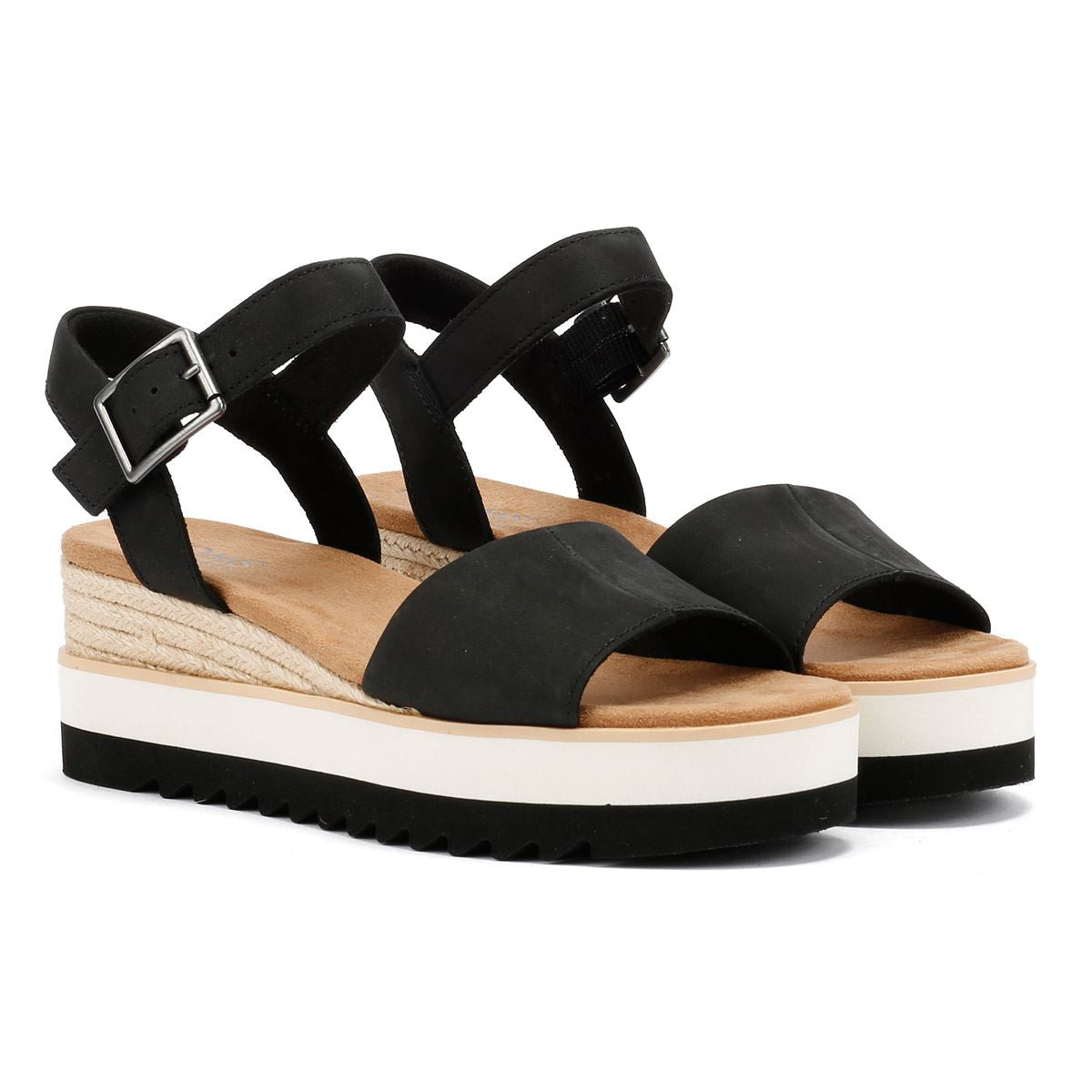 TOMS Diana Escarpins Compensés Noirs Pour Femmes En Cuir