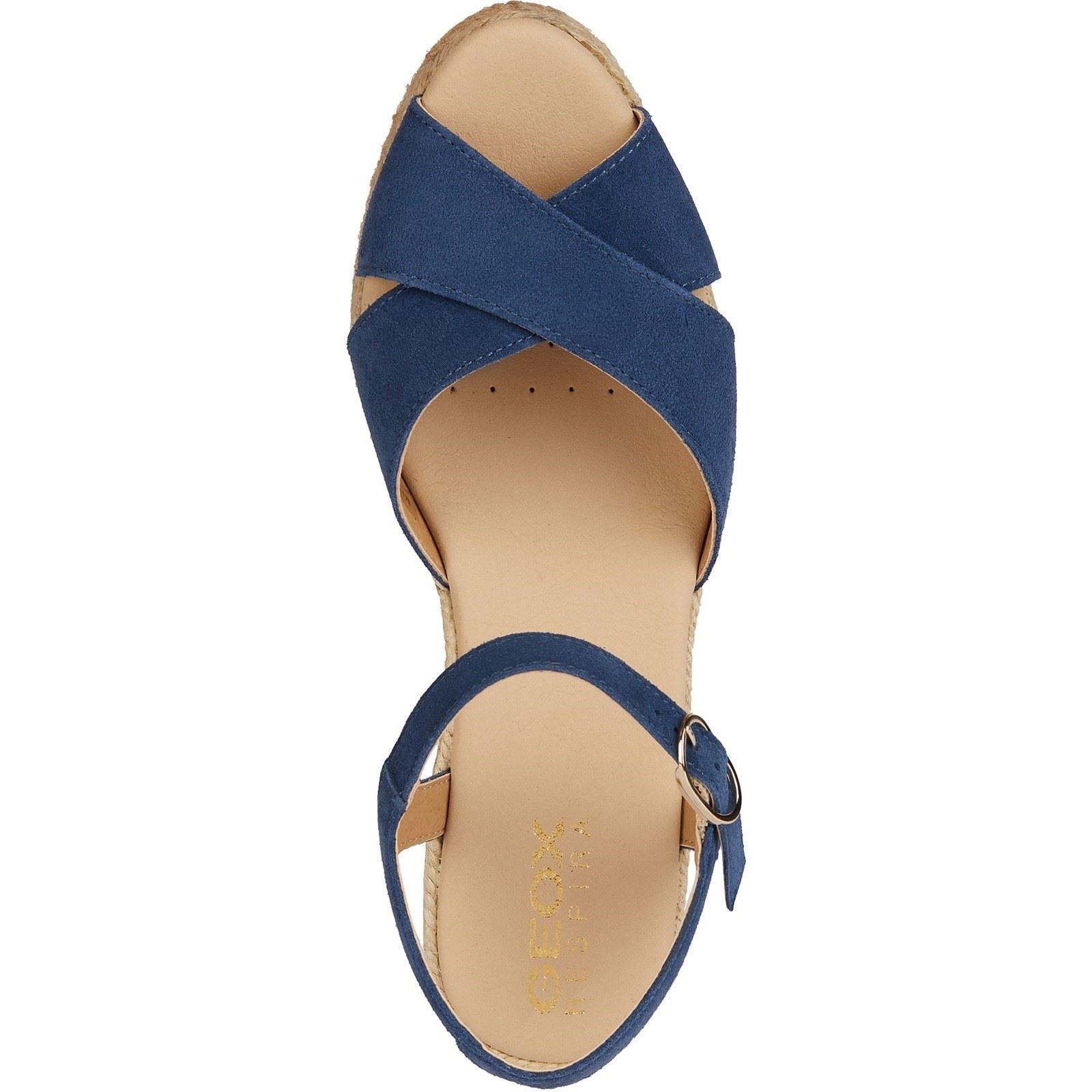 Geox D Gelsa Low C Sandales En Cuir Pour Femmes De Couleur Marine