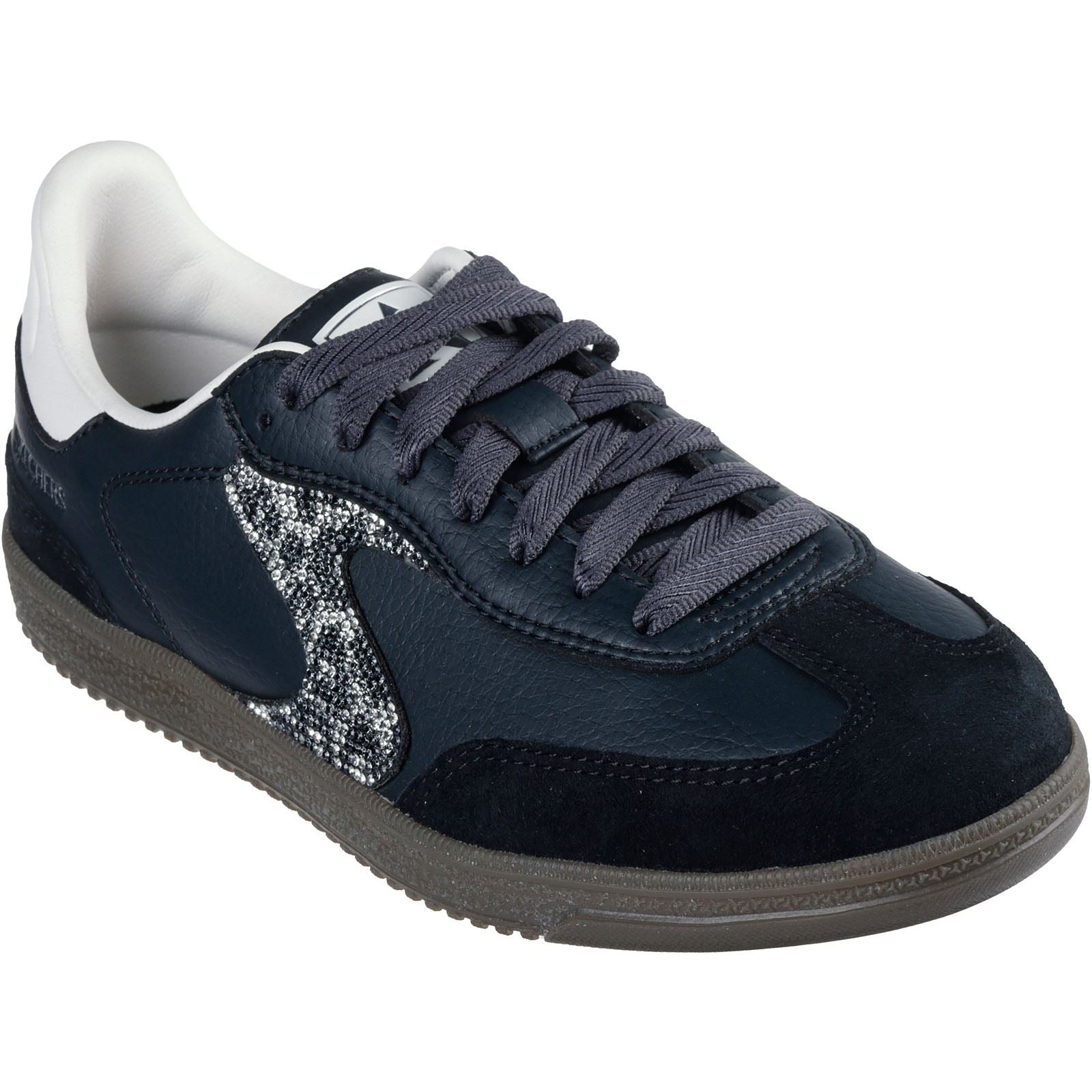 Skechers Hotshot Shimmering Spots Chaussures De Sport Pour Femmes Noires Et Blanches