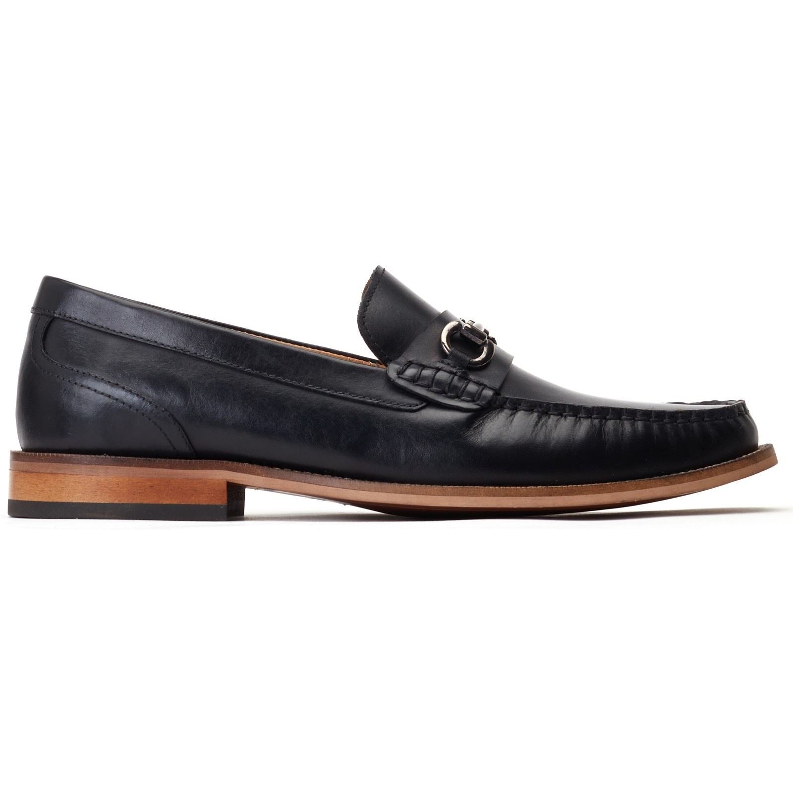 Base London Madison Mocassins Noirs En Cuir Pour Hommes