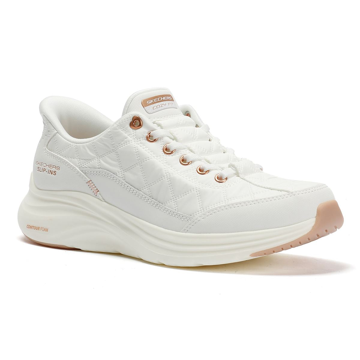 Skechers Slip-Ins Contour Foam Cozy Fit Baskets Blanches Pour Femmes