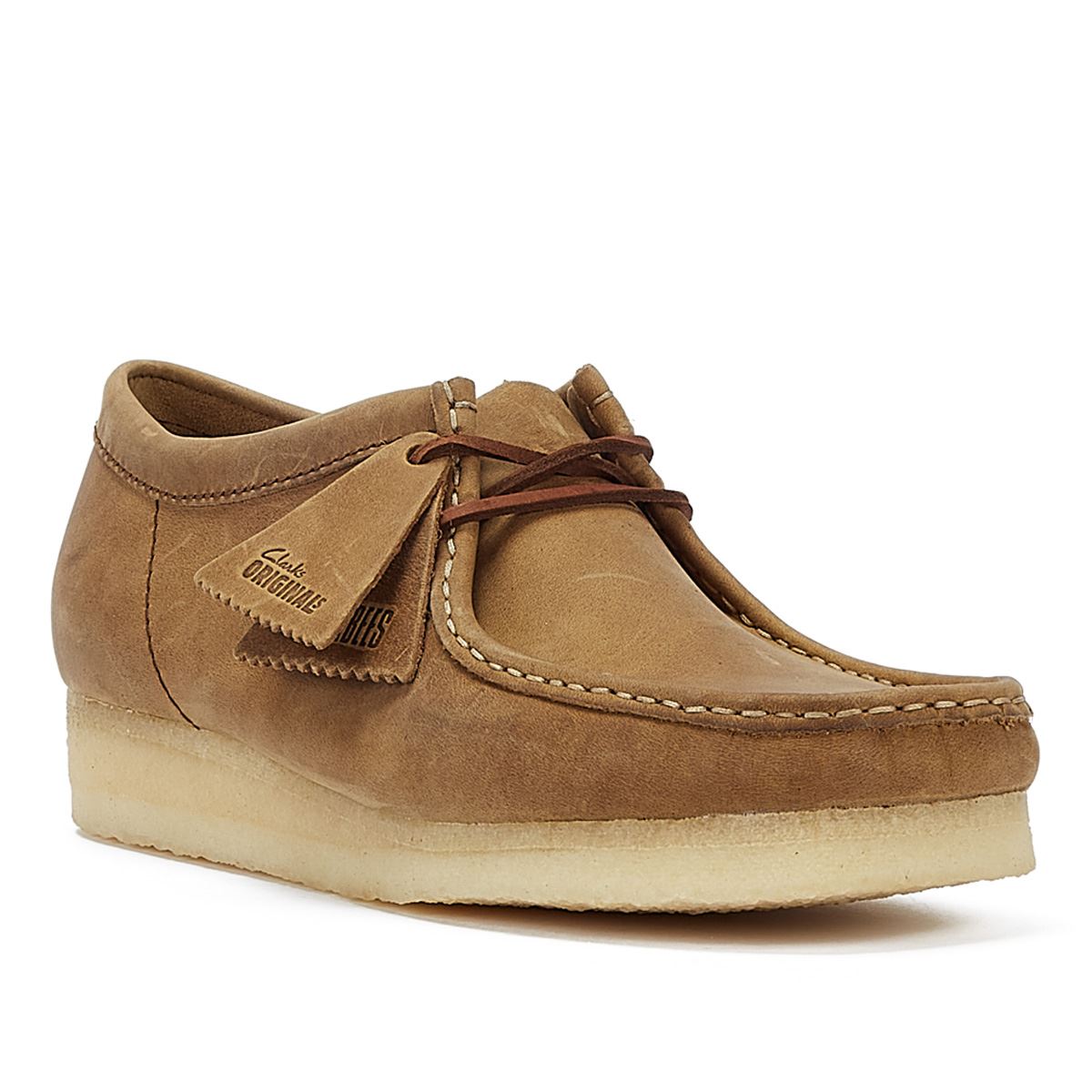 Clarks Originals Wallabee Chaussures En Cuir Marron À Lacets Pour Hommes