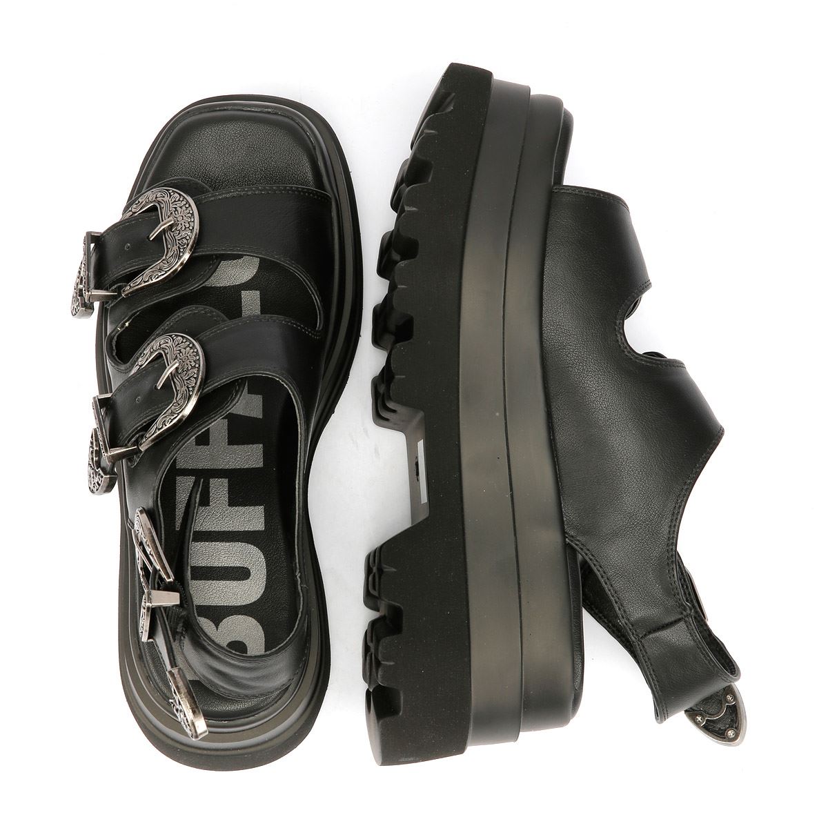 Buffalo Jupiter Ari West Sandales Noires Pour Femmes