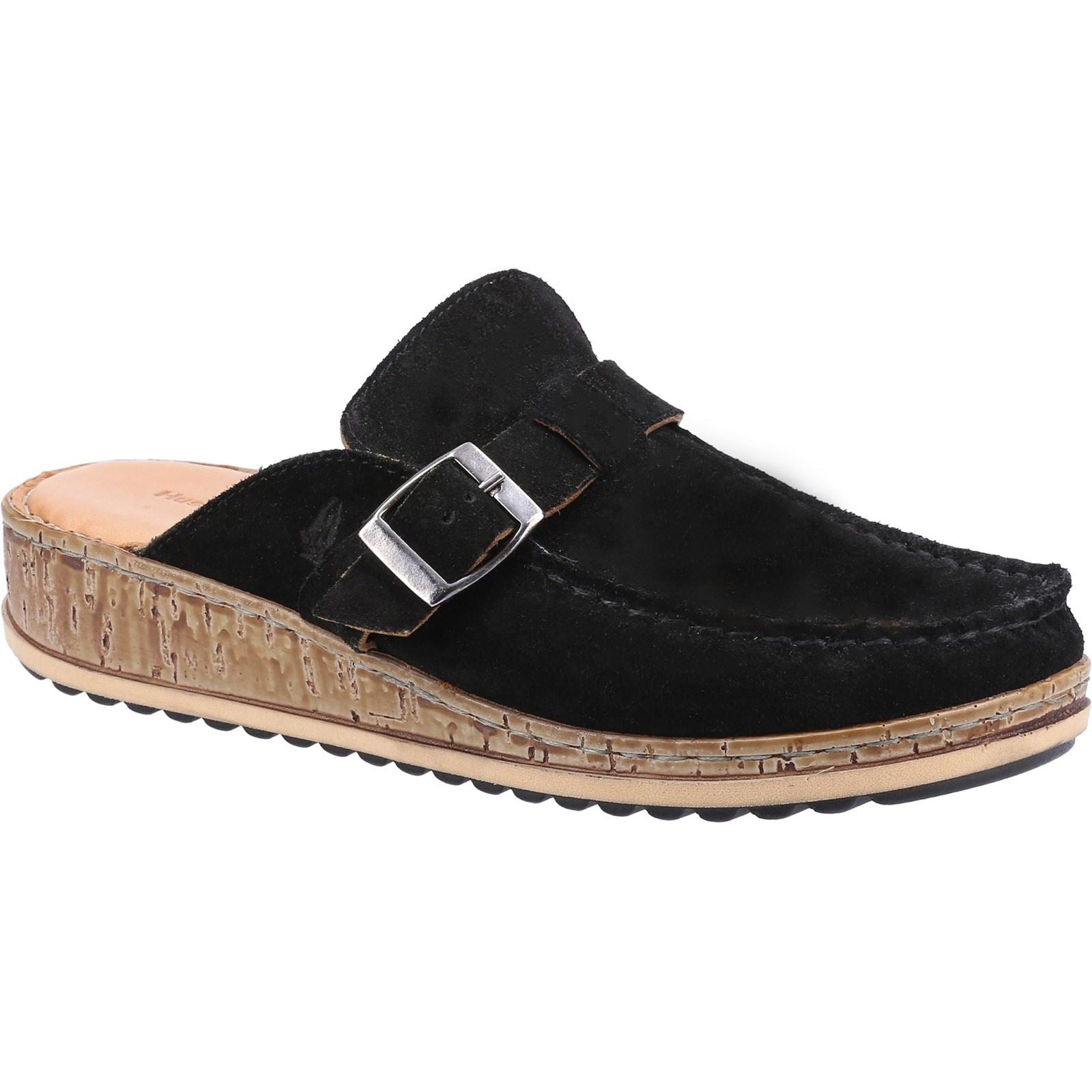 Hush Puppies Sorcha Mule Sandales En Daim Noir Pour Femmes En Cuir