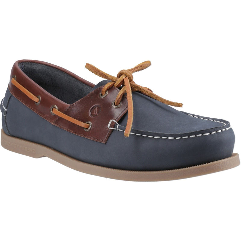 Sperry Tacoma Chaussures Bateau En Cuir Pour Hommes, Bleu Marine/Marron