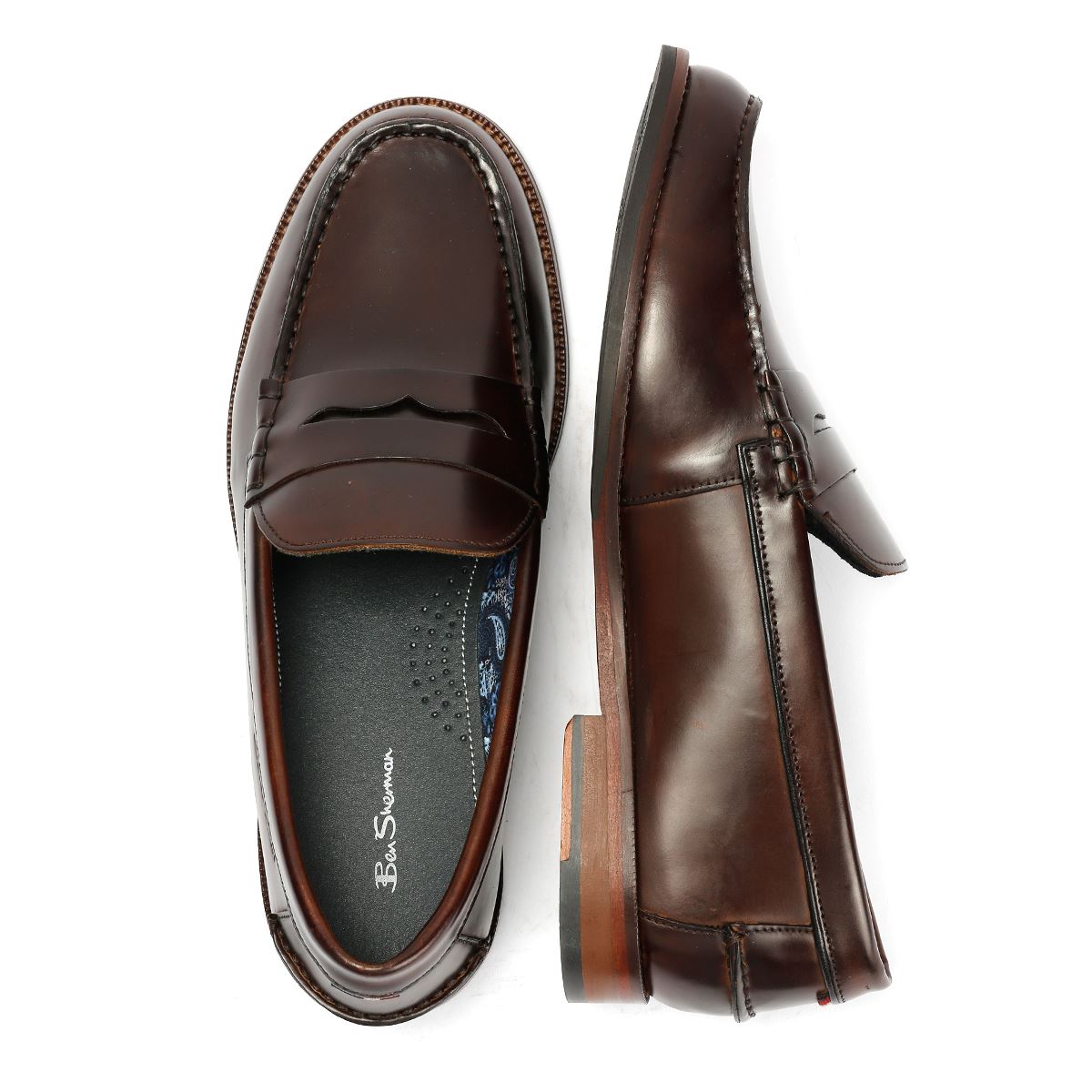 Ben Sherman Sid Mocassins En Cuir Pour Hommes Marron