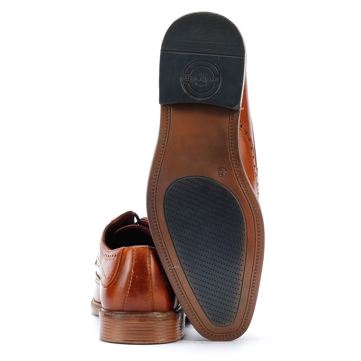 Lambretta Harvey Brogue Chaussures À Lacets En Cuir Beige Pour Hommes