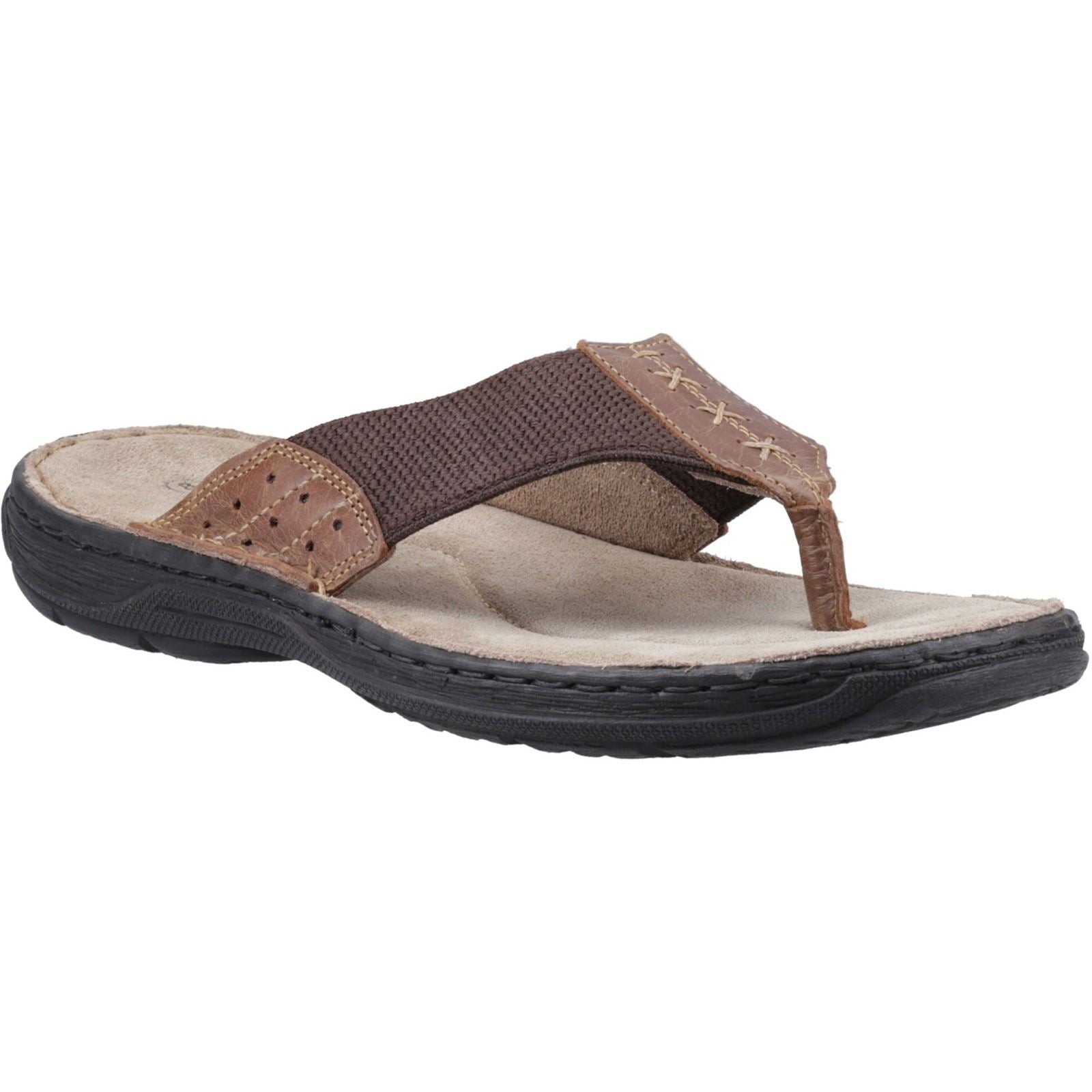 Hush Puppies Alan Toepost Tongs Pour Hommes En Cuir Marron