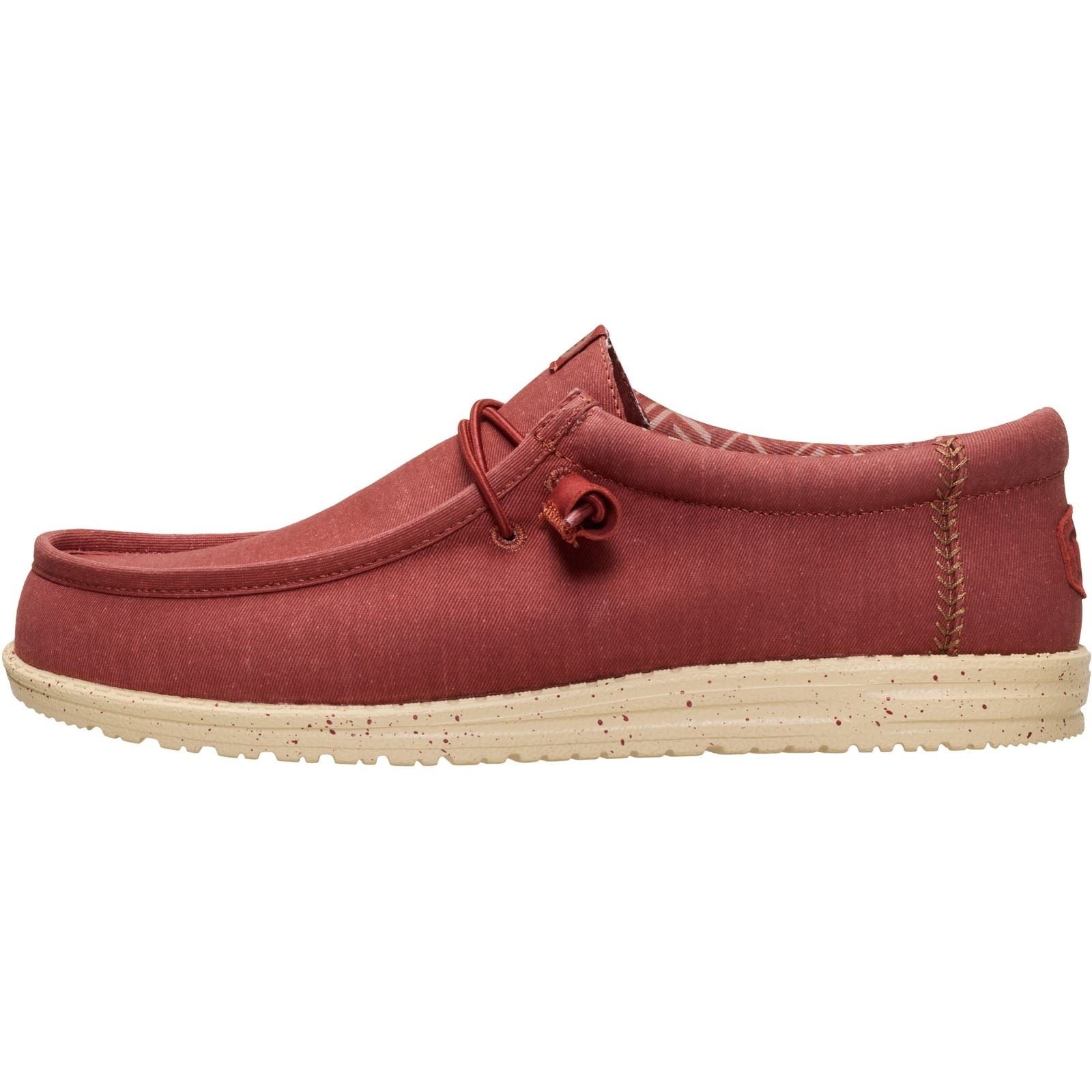 HEYDUDE Wally Stretch Canvas Mocassins En Textile Pour Hommes Rouge Brûlé/Tan Boulder