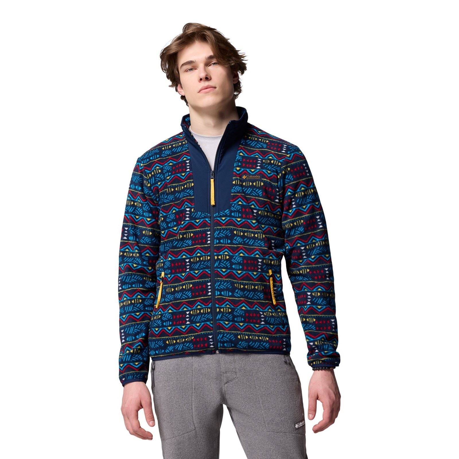 Columbia Sequoia Grove Printed Full Zip Veste En Polaire Bleue Pour Homme