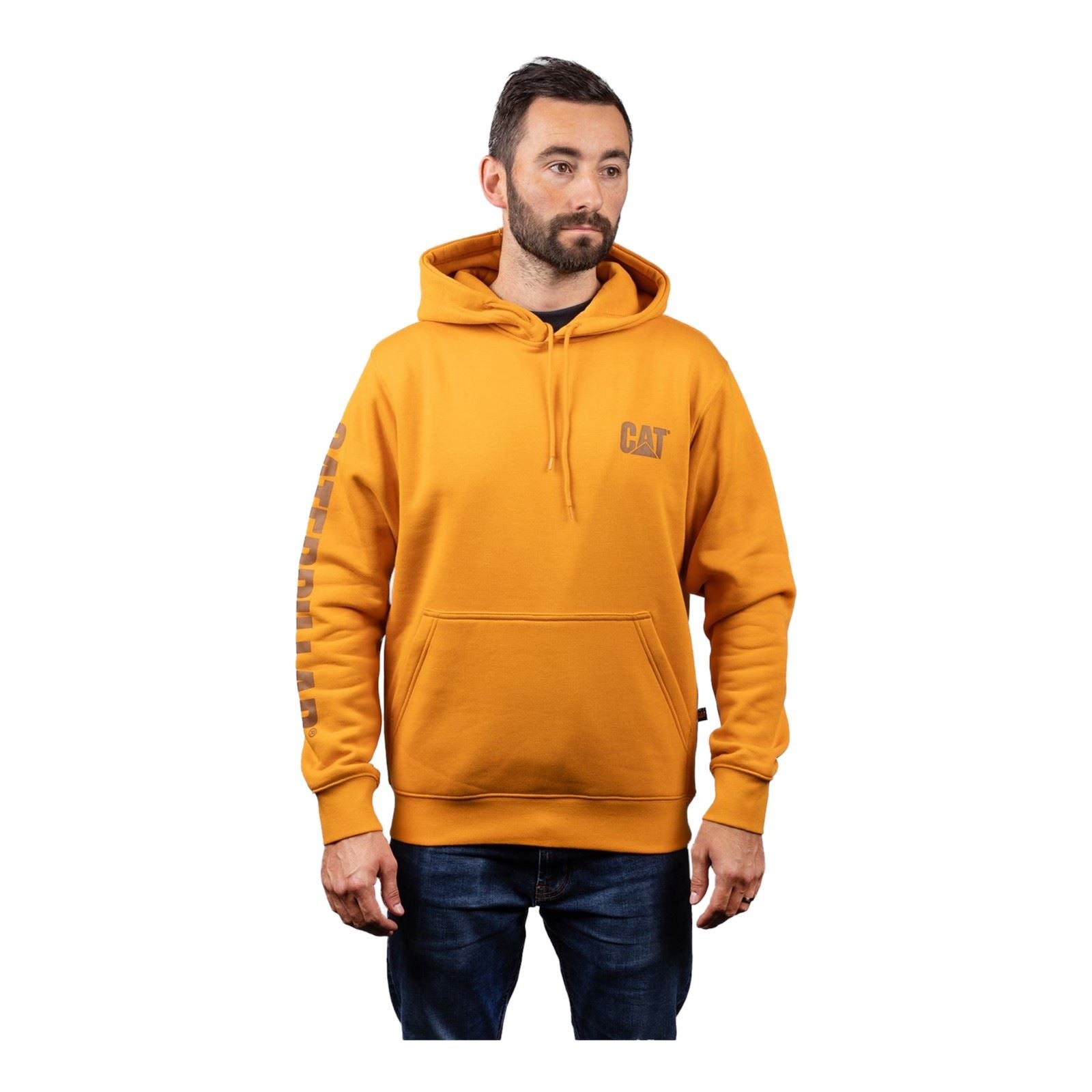 Caterpillar Trademark Banner Sweat À Capuche Jaune En Coton Pour Homme