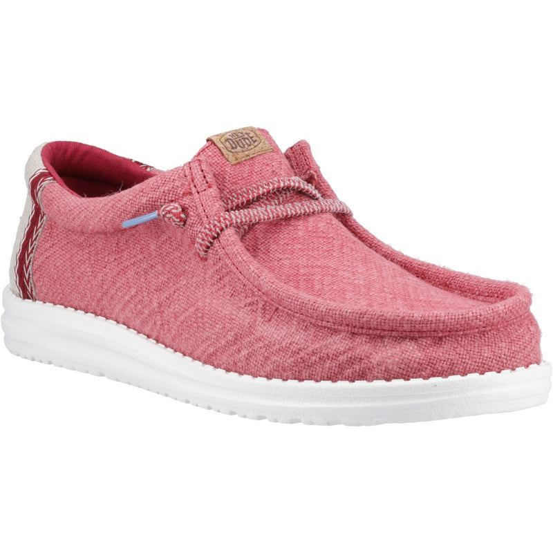 HEYDUDE Wally Jute Chaussures Mocassins En Toile Pour Homme Rouge Foncé /Argenté Birch