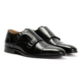 Chapman & Moore Toe Cap Monk Chaussures Noires En Cuir Pour Homme À Lacets