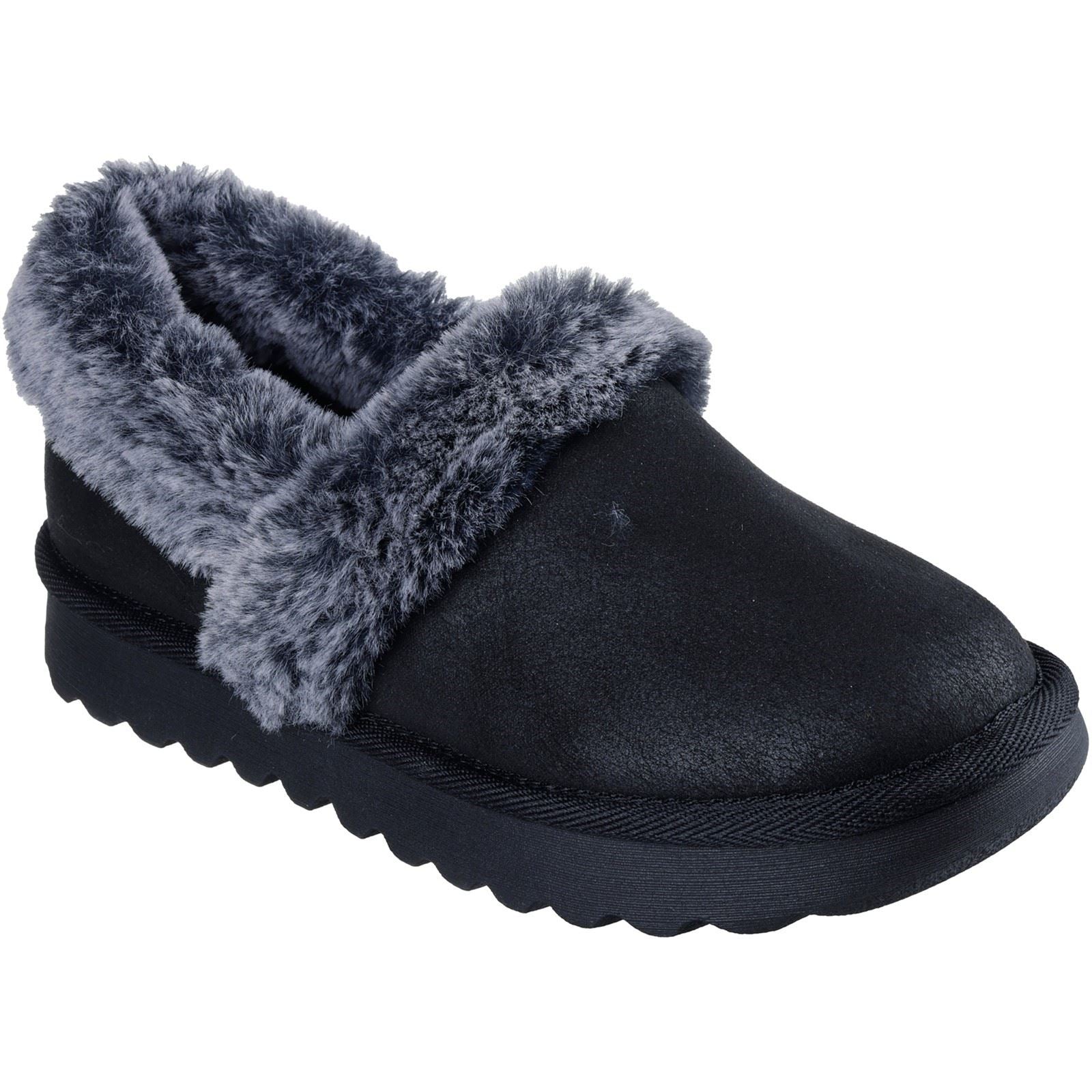 Skechers Cozy Up Chaussons Noirs Pour Femmes En Polyester