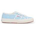 Superga 2750 Stripes Print Chaussures De Sport Femmes En Coton Blanc Cassé/Bleu Azur