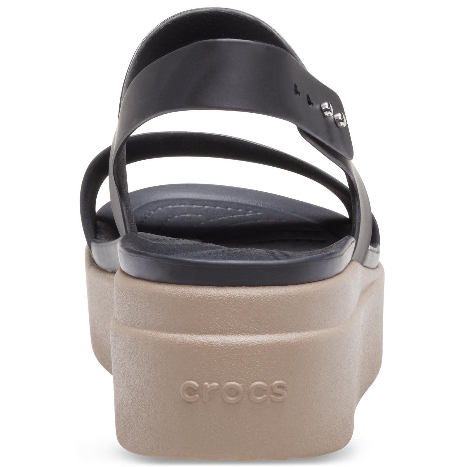 Crocs Brooklyn Low Wedge Sandales Pour Femmes En Thermoplastique Noir/Champignon