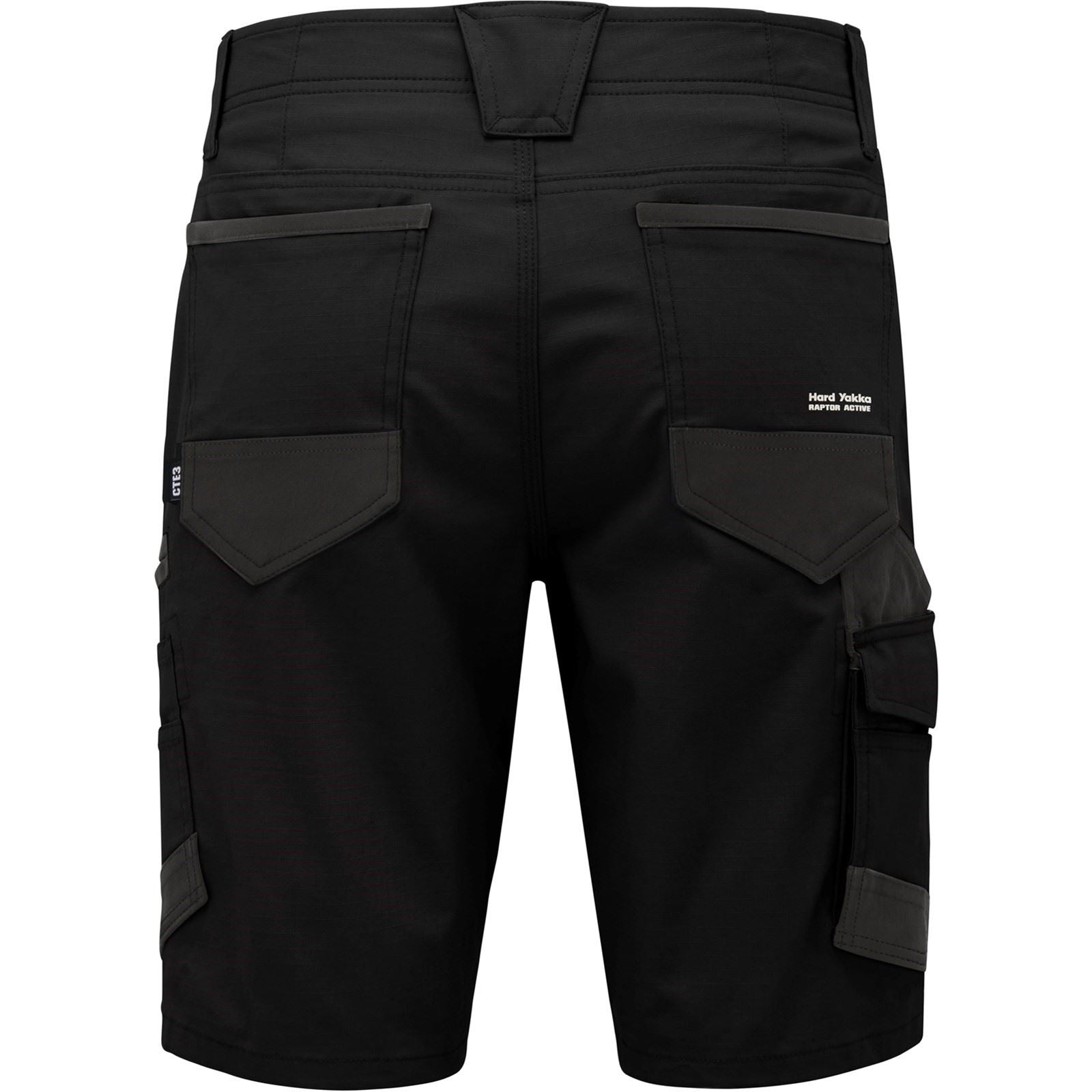 Hard Yakka Raptor Active Shorts En Coton Pour Hommes Noirs Jusqu'aux Genoux