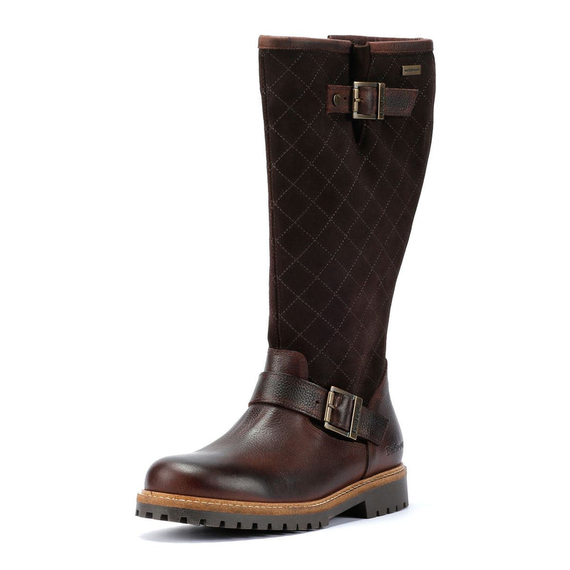 Barbour Willow Tall Bottes En Daim Marron Pour Femmes