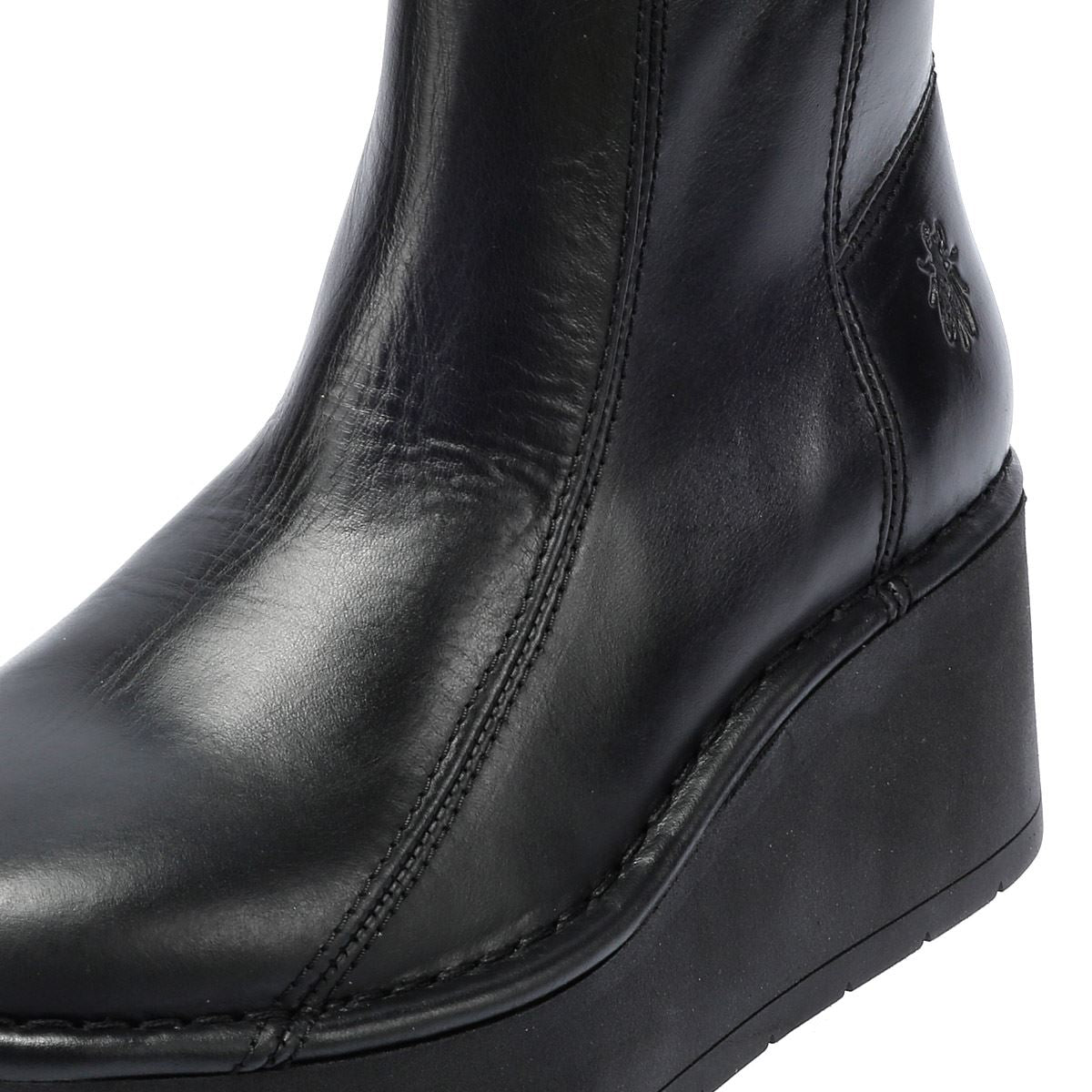 Fly London Hann Bottes Noires En Cuir Pour Femmes