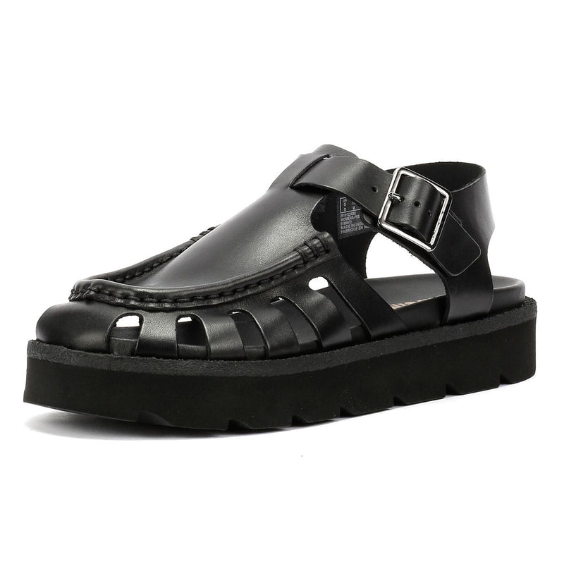 Clarks Originals Meadow Buckle Sandales Noires Pour Femmes En Cuir