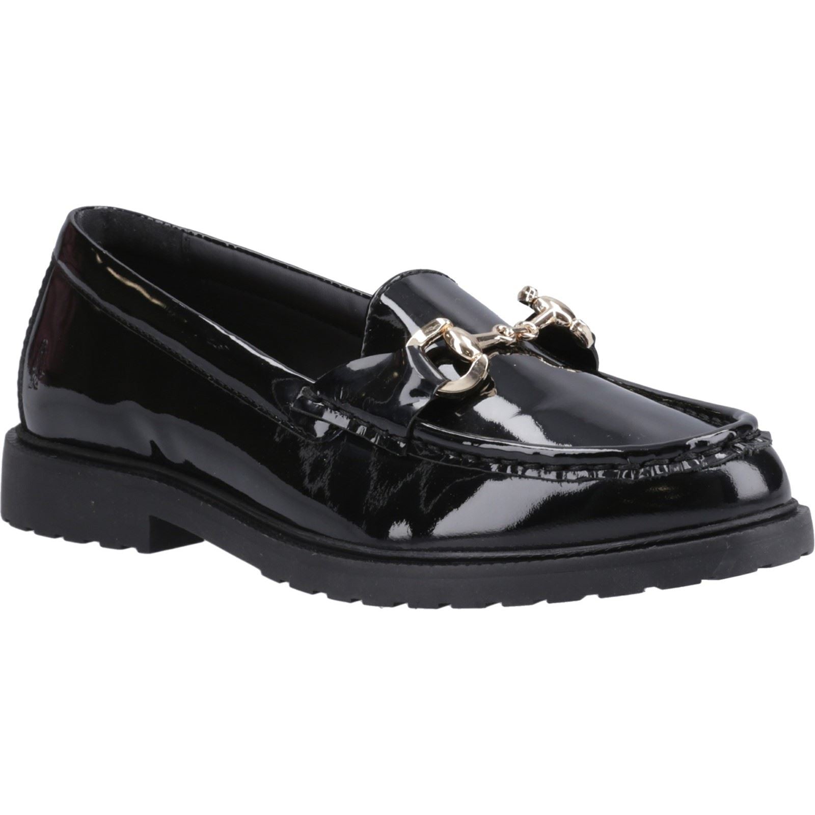 Hush Puppies Verity Patent Snaffle Mocassins Noirs Pour Femmes En Cuir