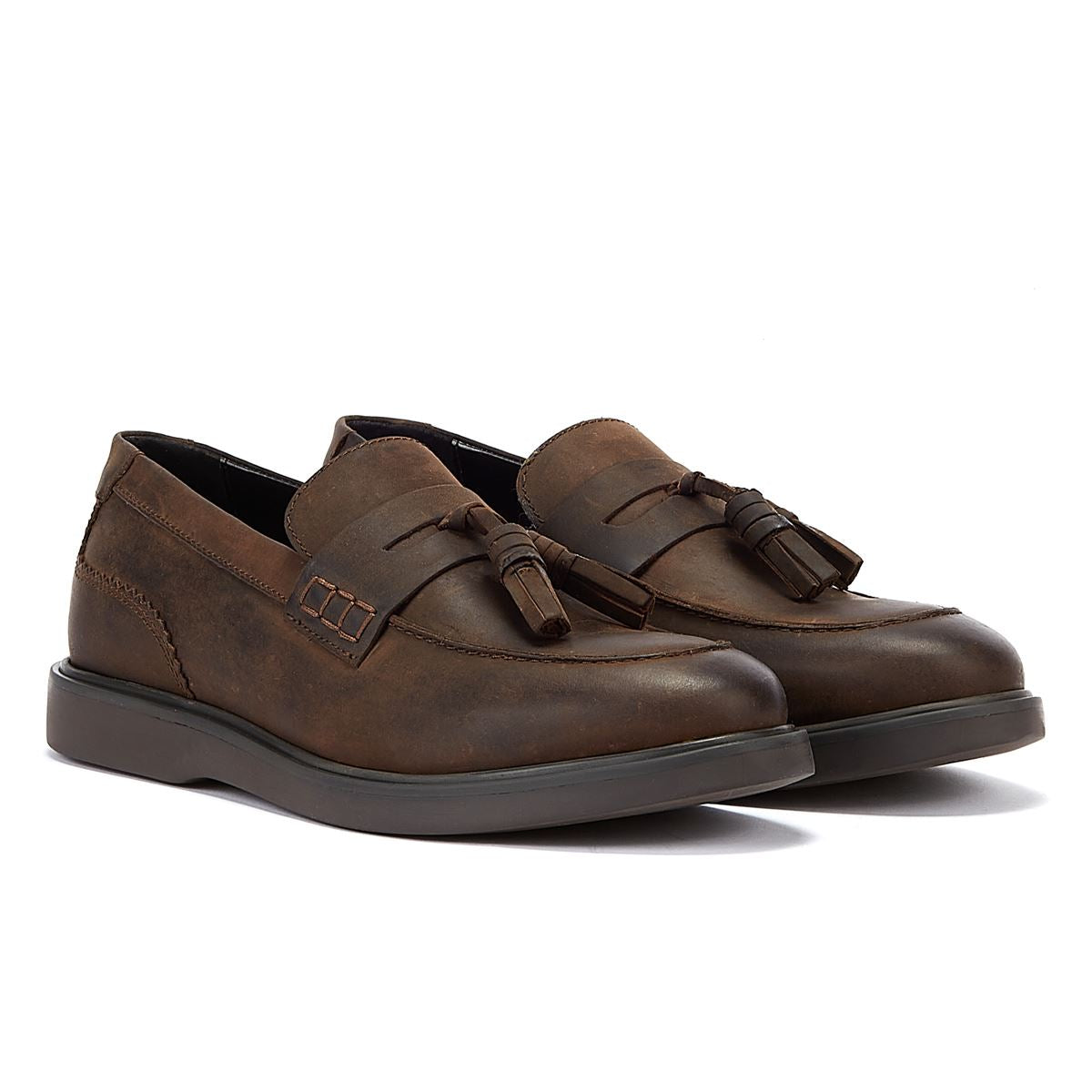 Hudson Mocassins Pour Hommes En Cuir Marron Cato Loafer Crazy
