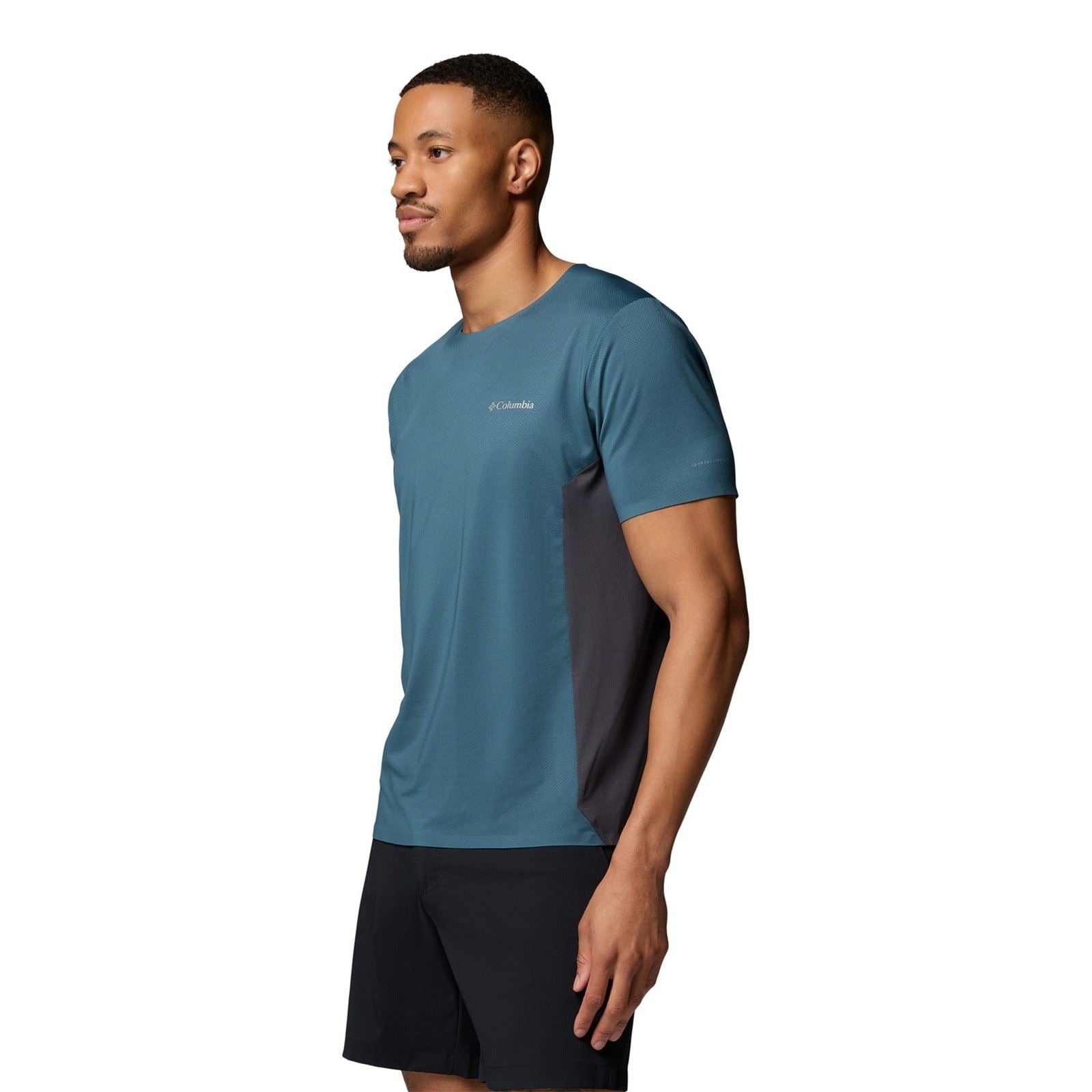 Columbia Three Pitch SS Crew T-Shirts De Sport Pour Hommes En Polyester Bleu
